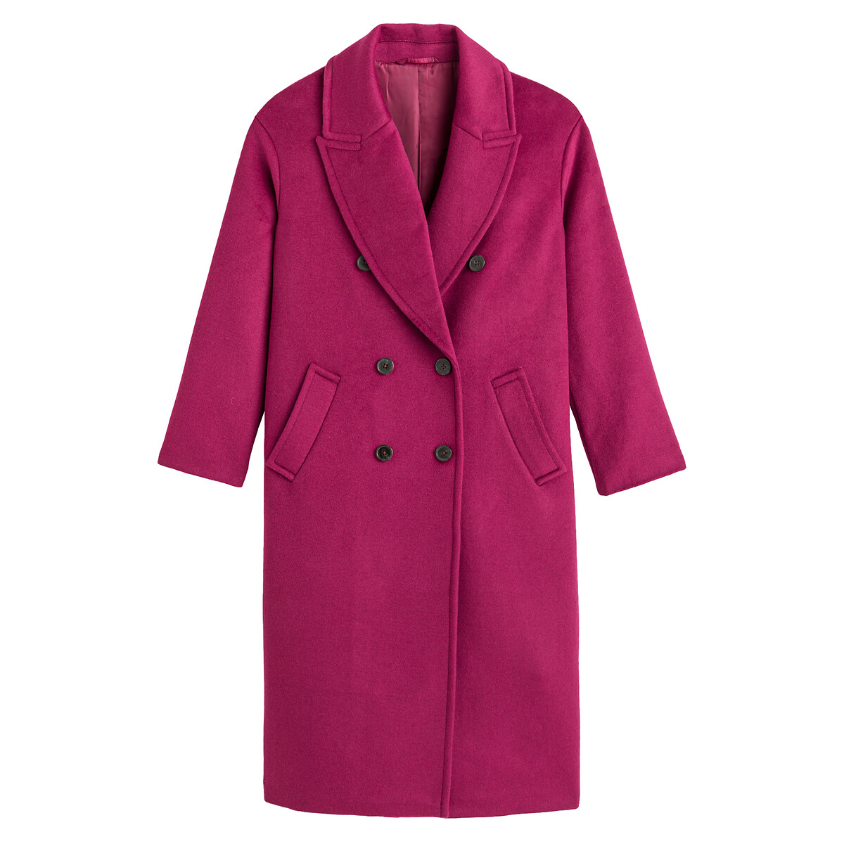 Recycled Wool Mix Coat with Button Fastening