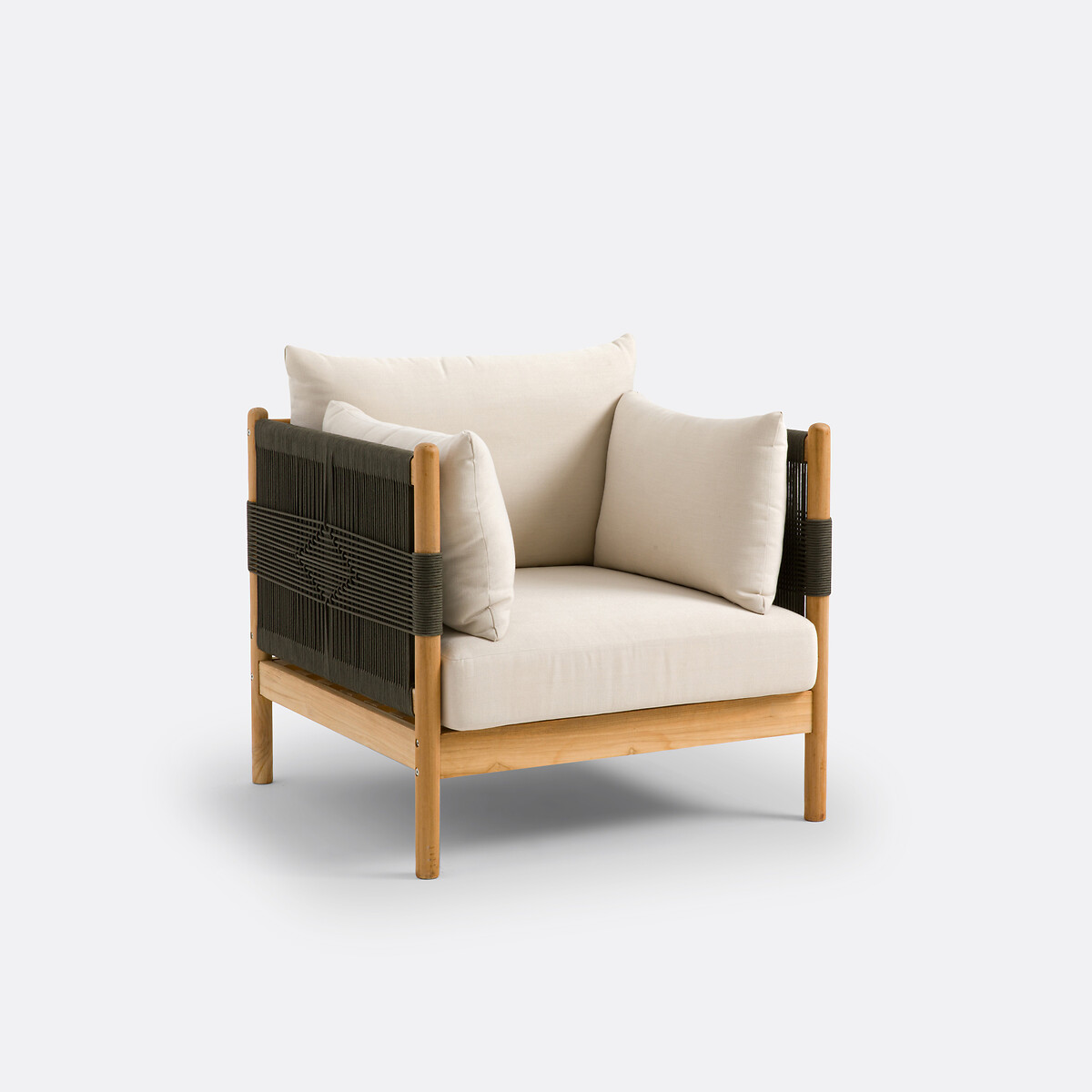 Fauteuil de jardin en teck et corde, Odette
