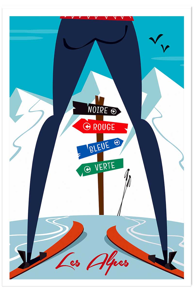 Poster retro piste noire…ou verte!, HEXOA