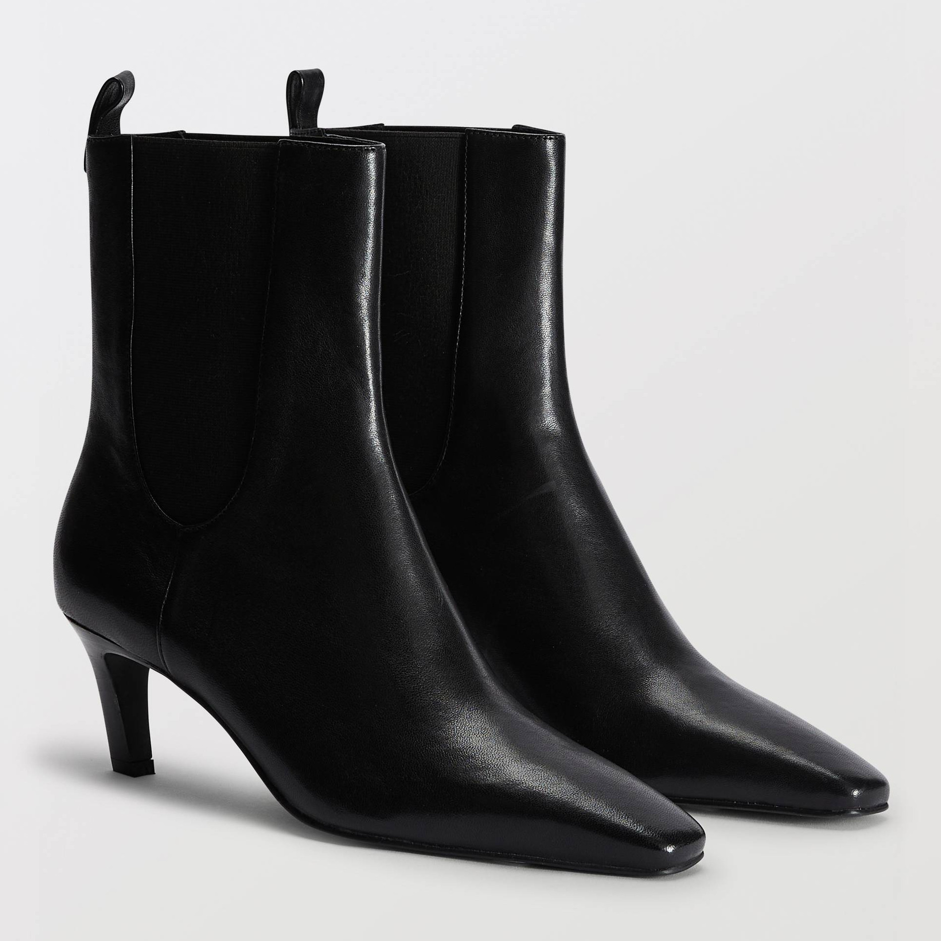 Bottines à talon en cuir, MONOPRIX