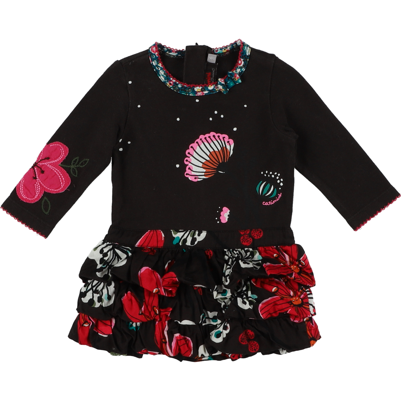 Robe marron noir rose - Très bon état, CATIMINI