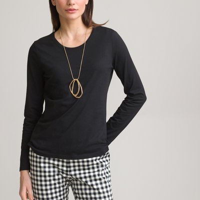 Cotton Mix T-Shirt with Long Sleeves and Crew Neck ANNE WEYBURN