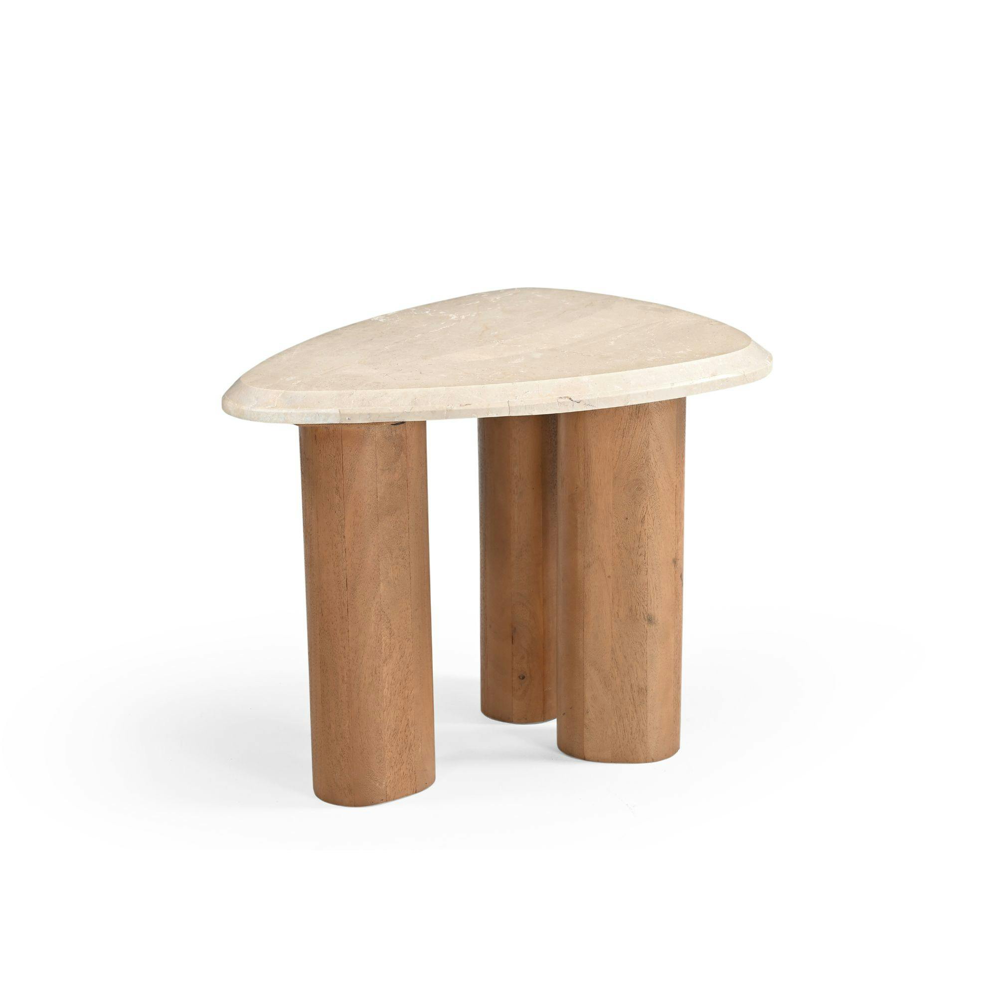 Bout de canapé travertin bois design organique DUOMO, PIER IMPORT