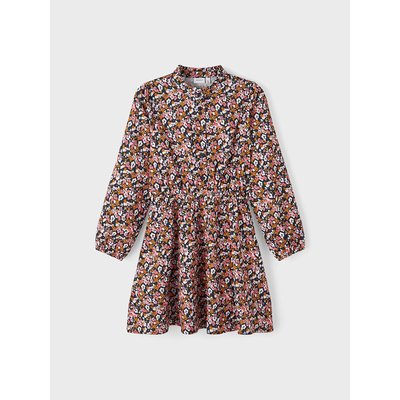 Floral Ruffled Neck Dress with Long Sleeves NAME IT