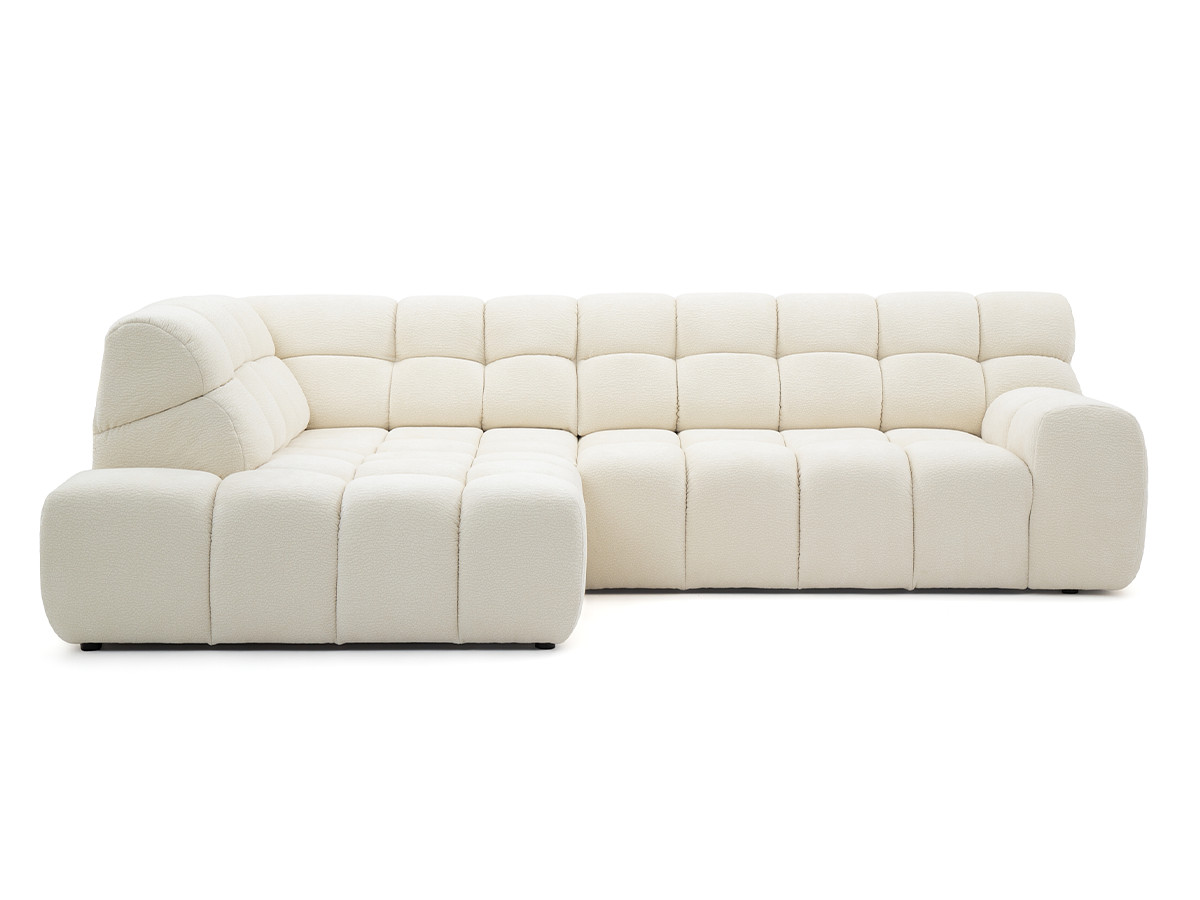 Canapé d'angle convertible 4 places en tissu chenille, ANDRE, BOBOCHIC