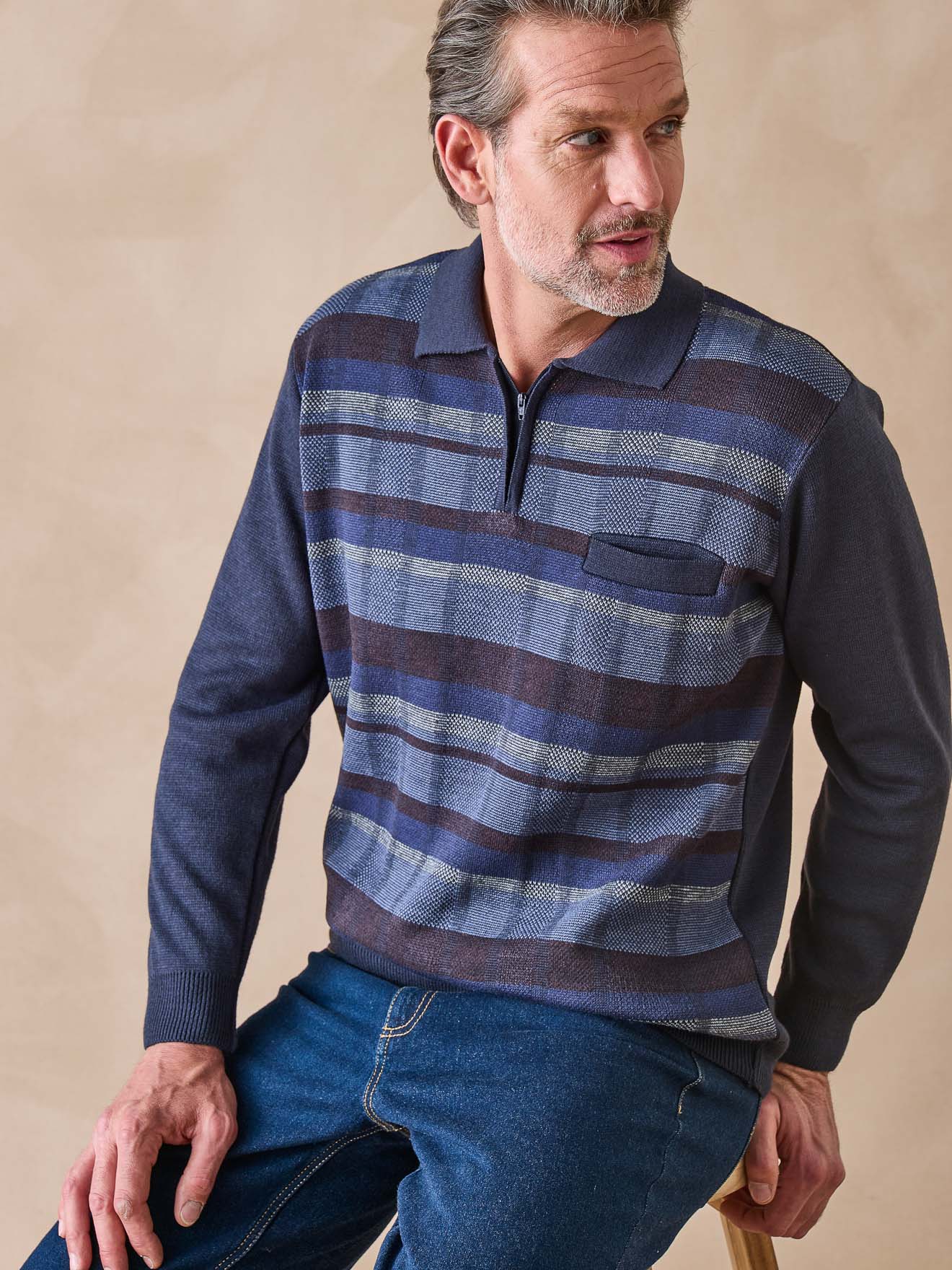 Pull polo zippé homme, DAXON