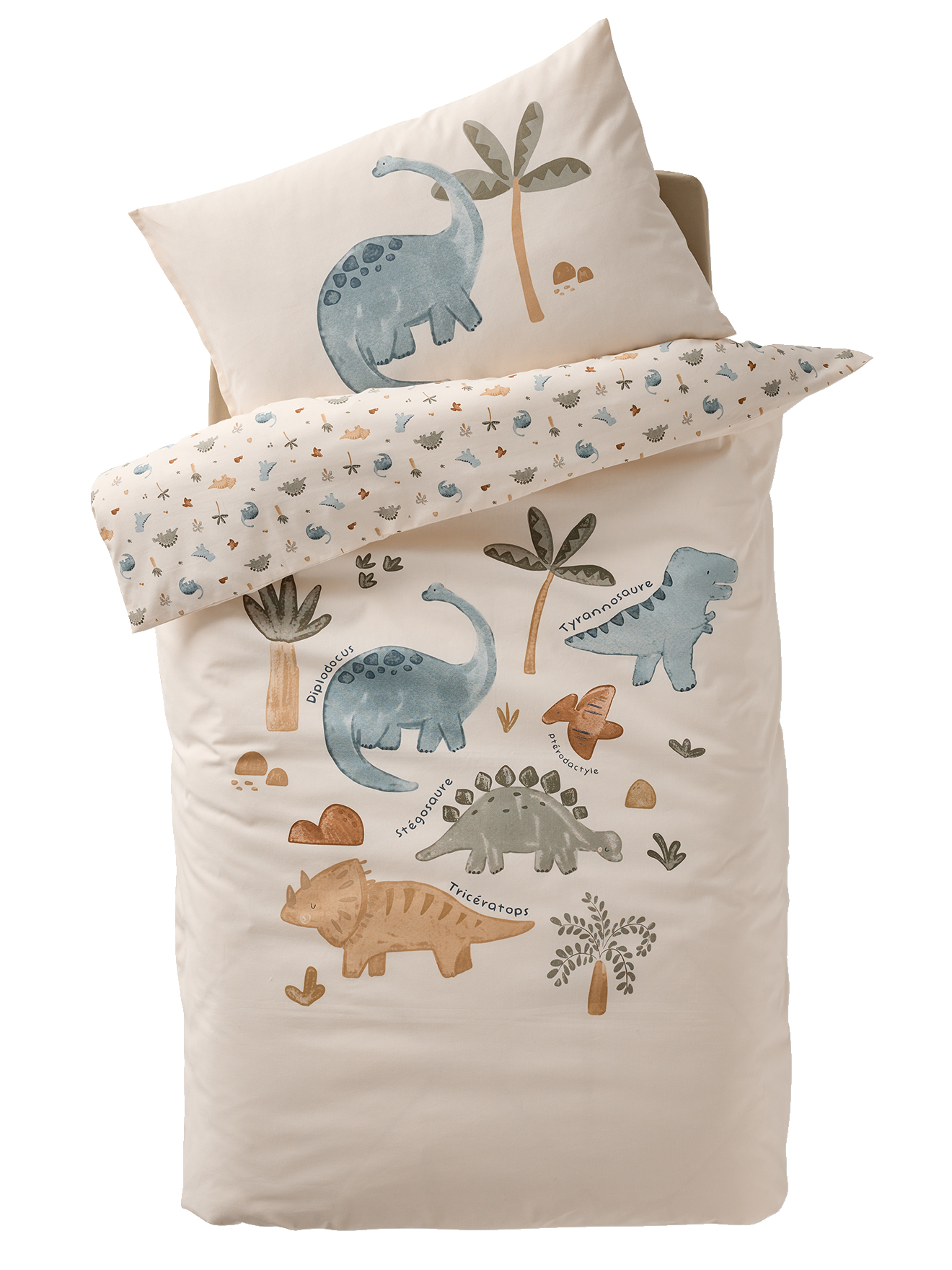 Parure housse de couette et taie d'oreiller MINISAURUS, VERTBAUDET