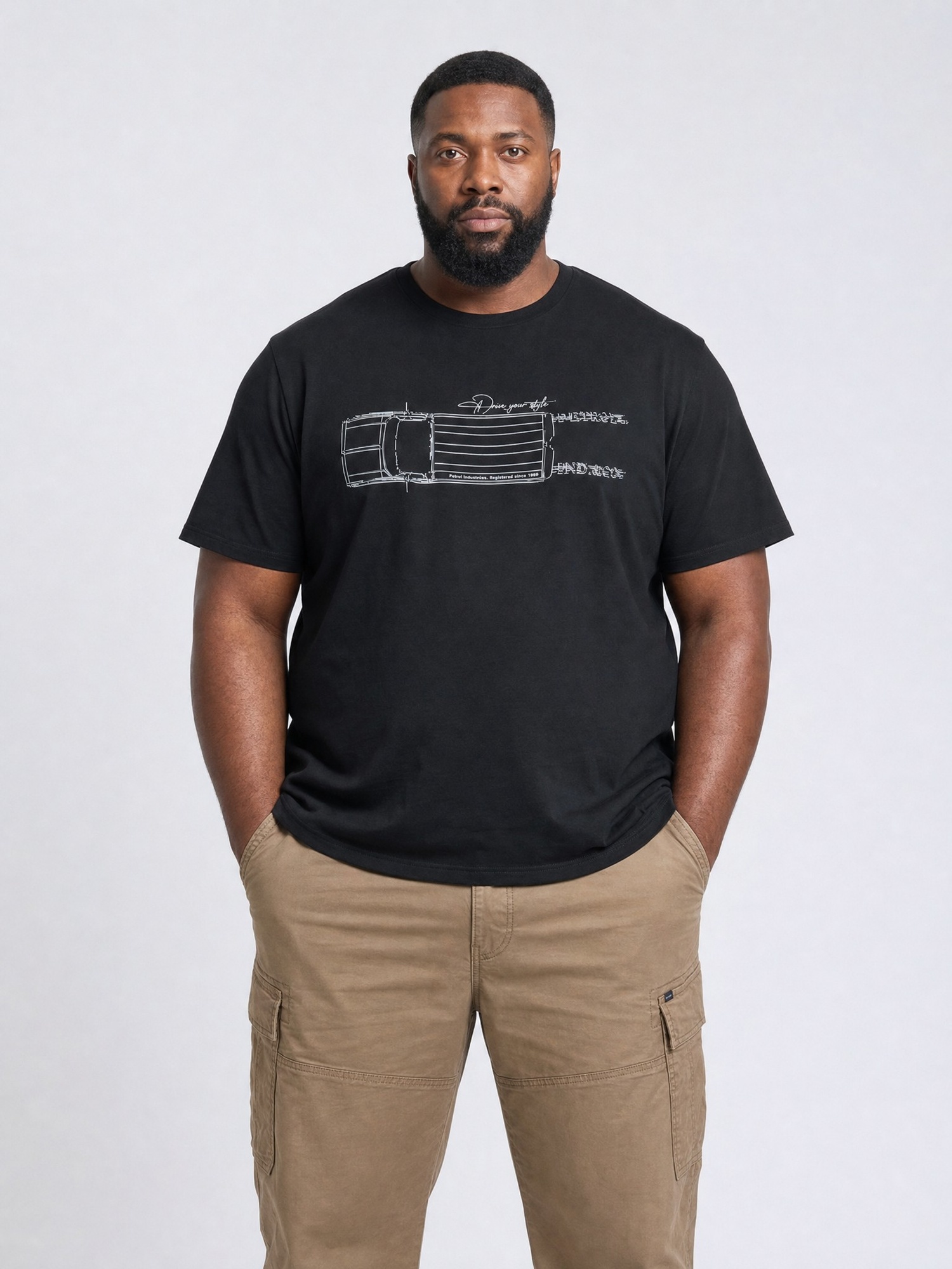 T-shirt grande taille à motif relief morrison, PETROL INDUSTRIES