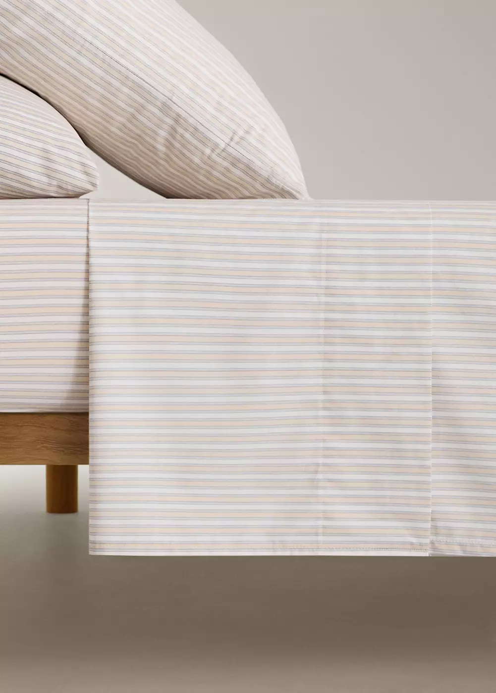 Drap plat enfant percale de coton imprimé rayures fines lit 135/140 cm, MANGO HOME