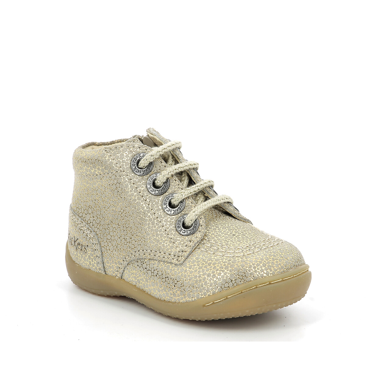 Kids gulyflow ankle boots in leather with laces beige Kickers