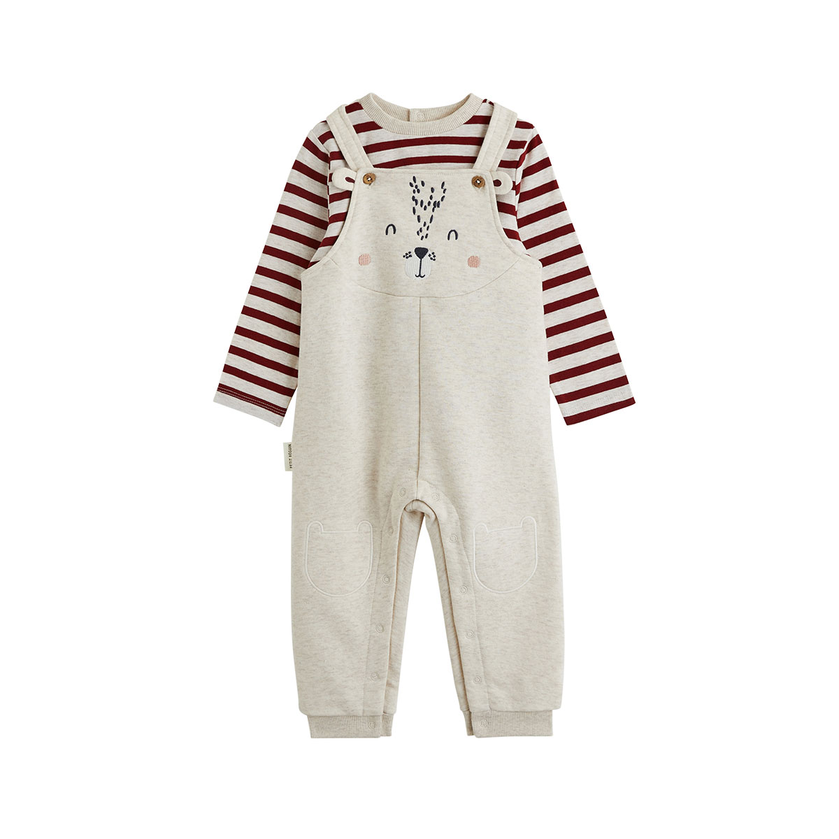 Ensemble salopette bébé en molleton et t-shirt Pistache, PETIT BEGUIN