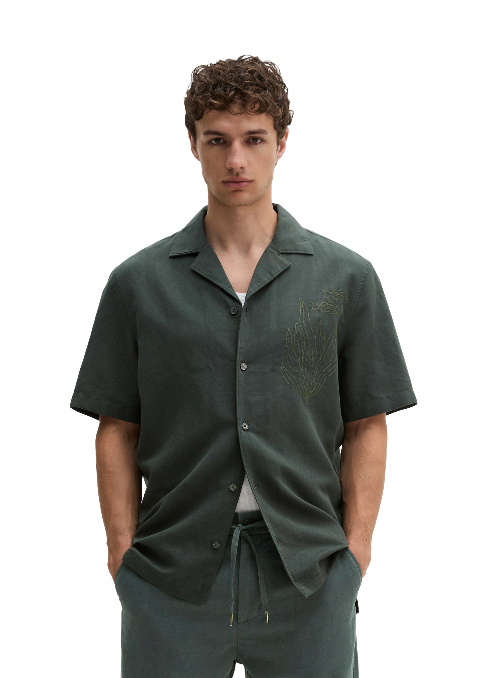 Chemise à manches courtes regular avec broderie martiale, MARC O'POLO