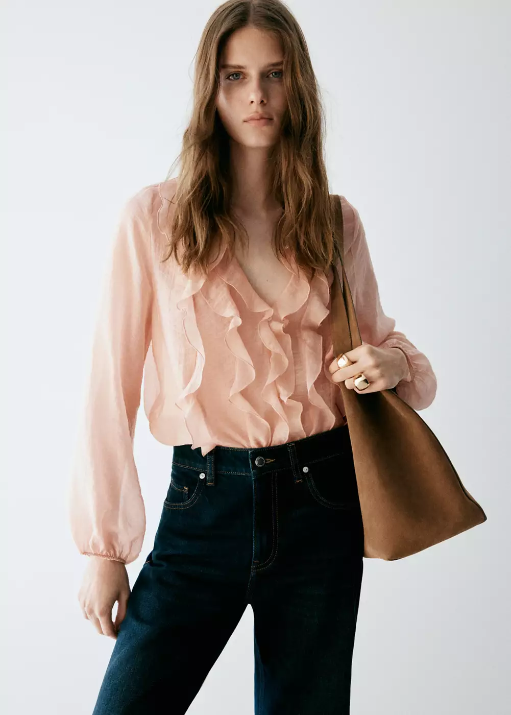 Blouse Lyocell volants, MANGO