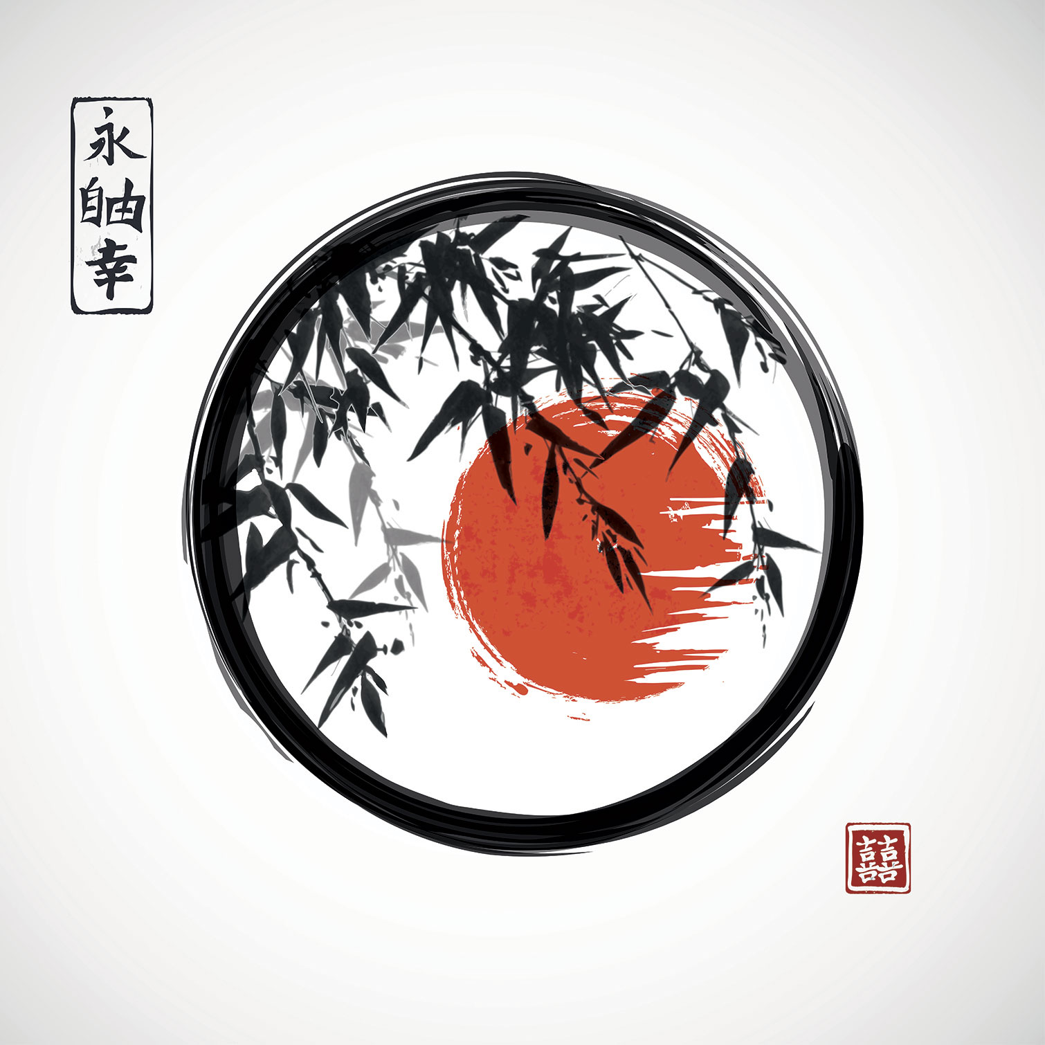 Tableau zen circle japon et bambous, HEXOA