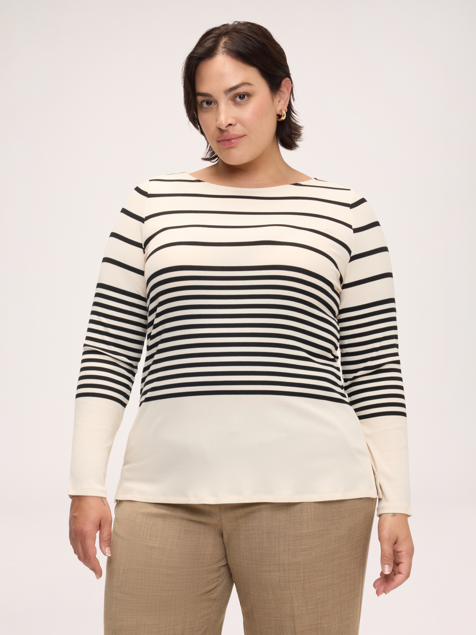 T-shirt à rayures avec encolure bateau, FIORELLA RUBINO
