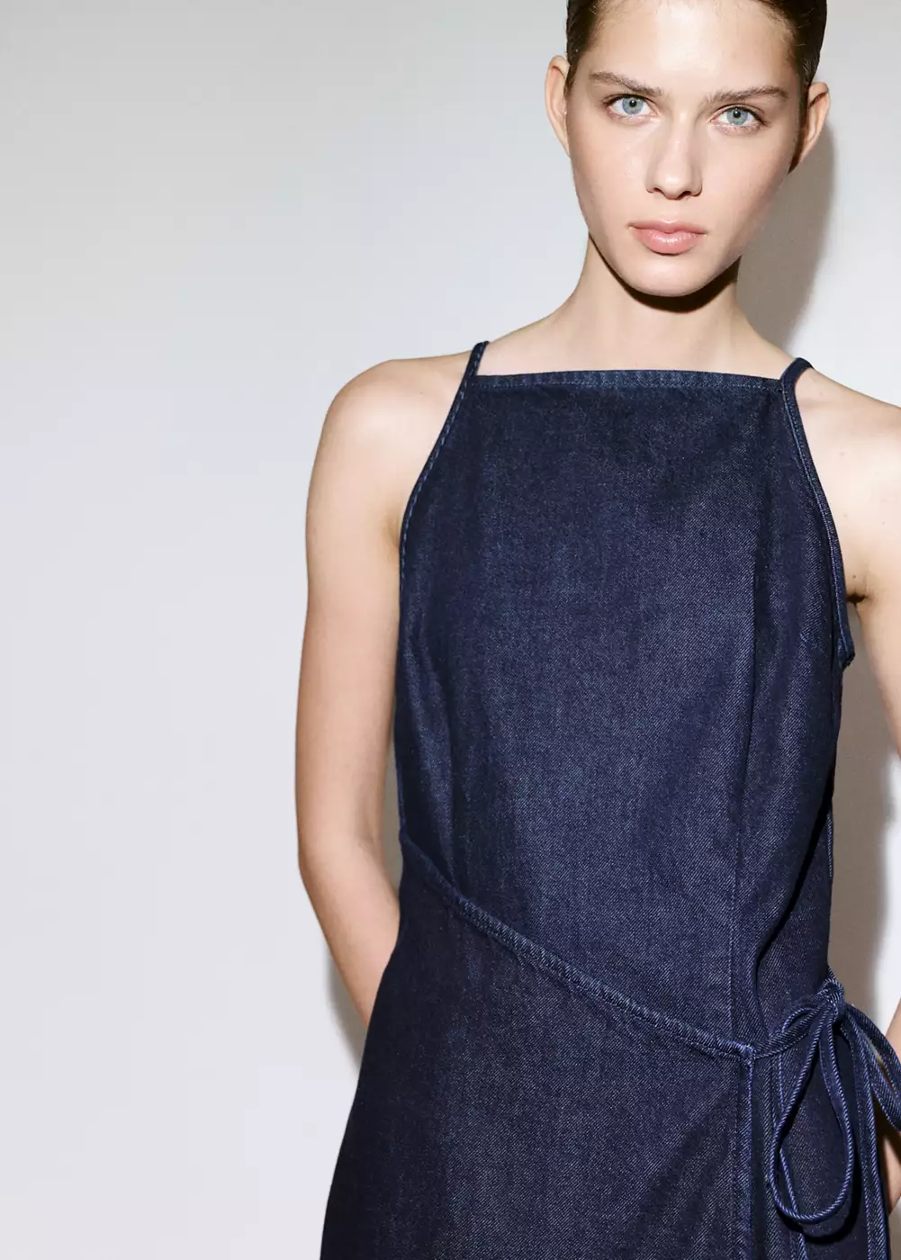 Robe en jean détail nœud, MANGO