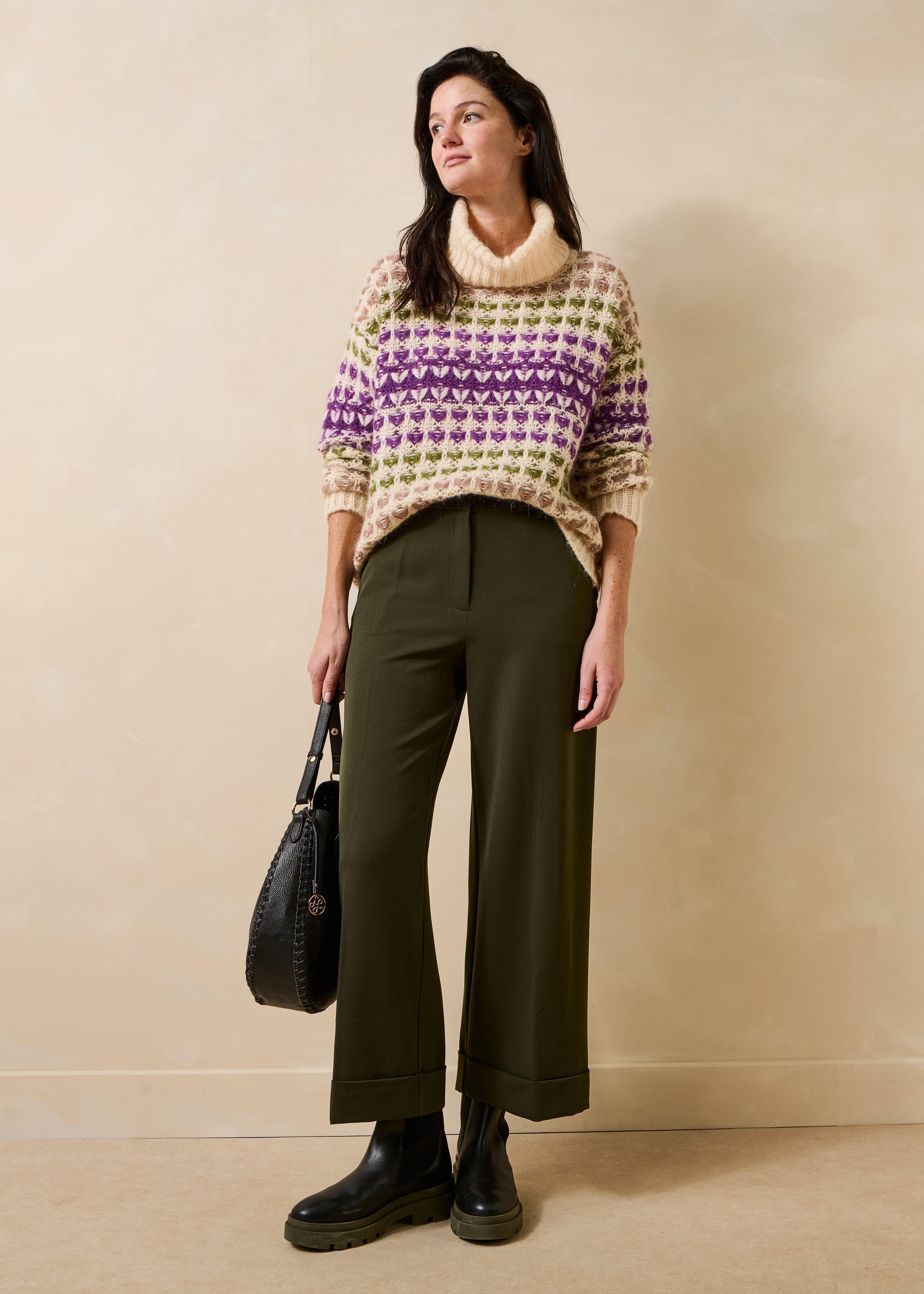 Pantalon droit cropped avec revers, LA FEE MARABOUTEE
