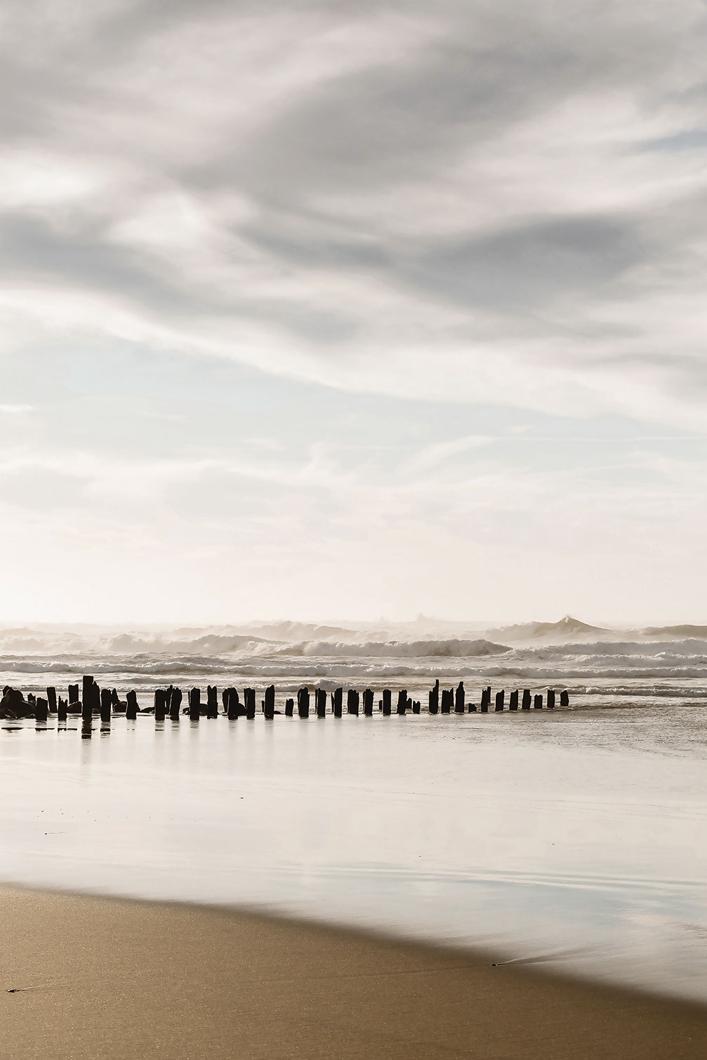 Tableau embruns et nuages à la plage, HEXOA