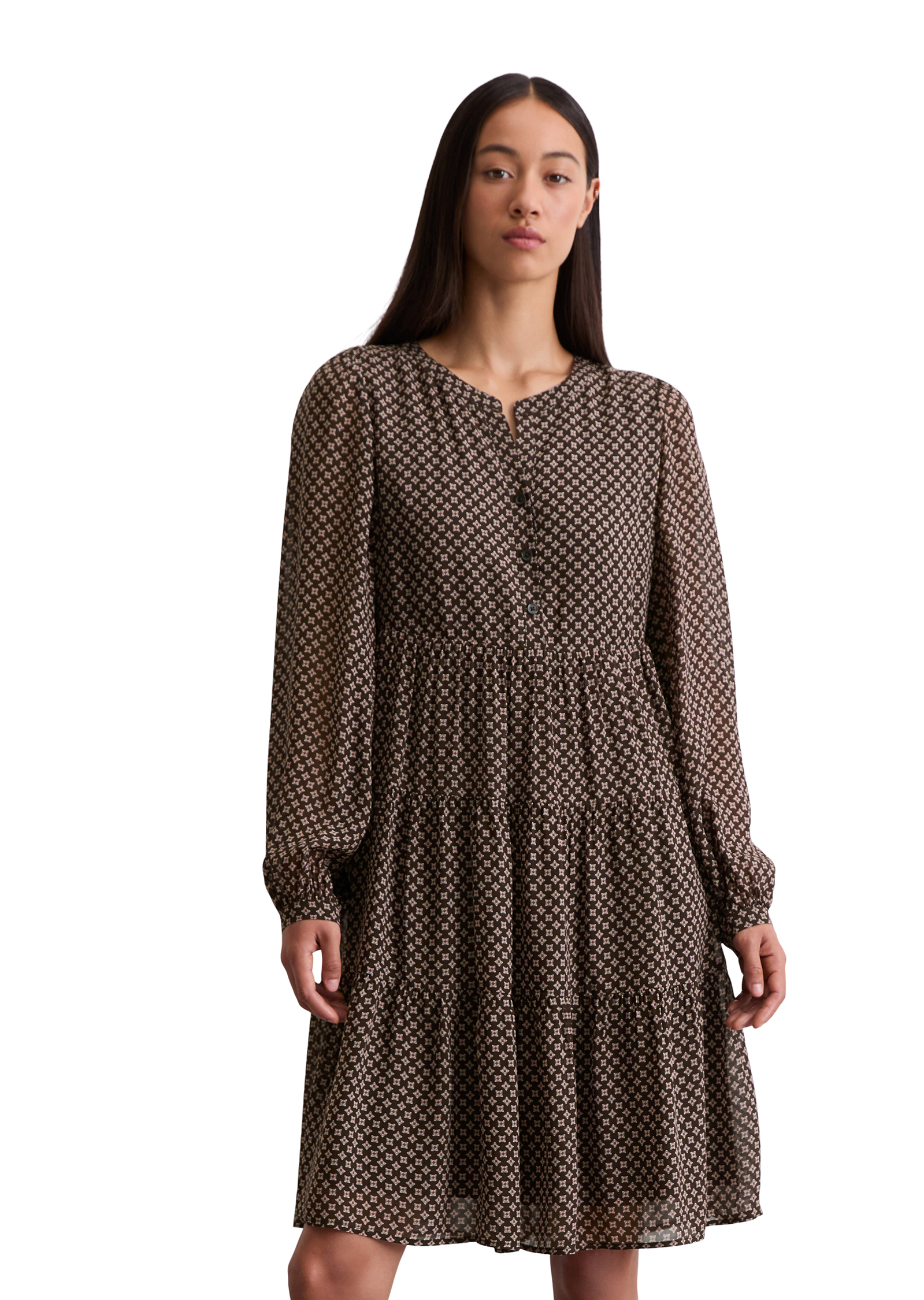 Robe courte à étages regular en crêpe de viscose, MARC O'POLO