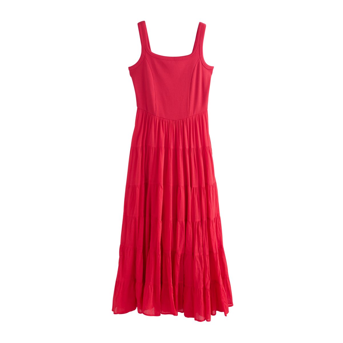 Robe midi côtelée sans manches à col carré, NEXT