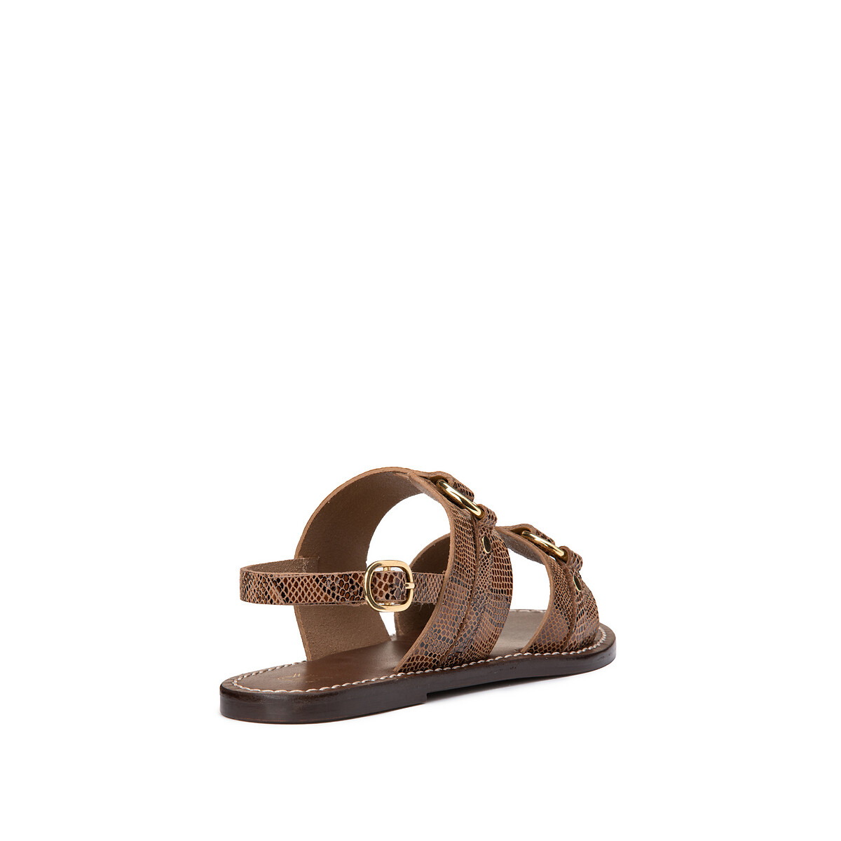 Snake print leather sandals brown La Redoute Collections | La Redoute