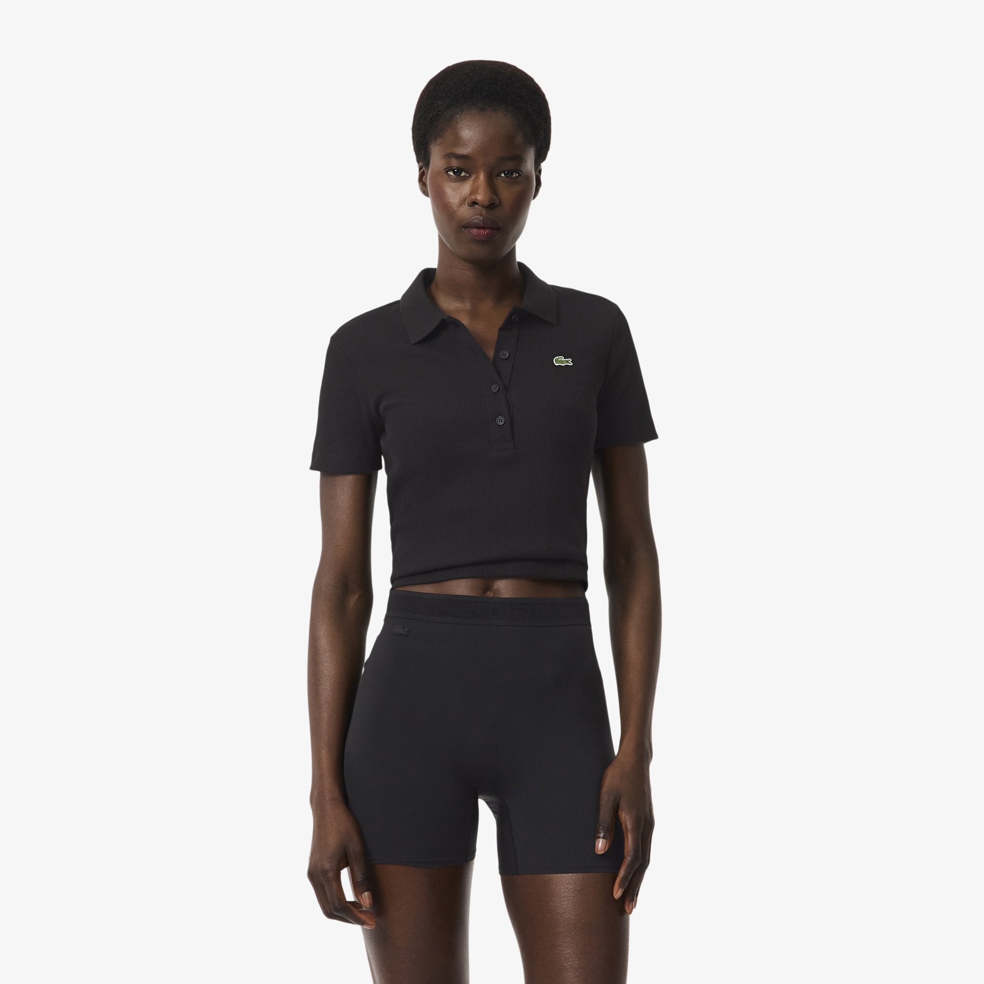 Short cycliste taille haute microfibre, LACOSTE