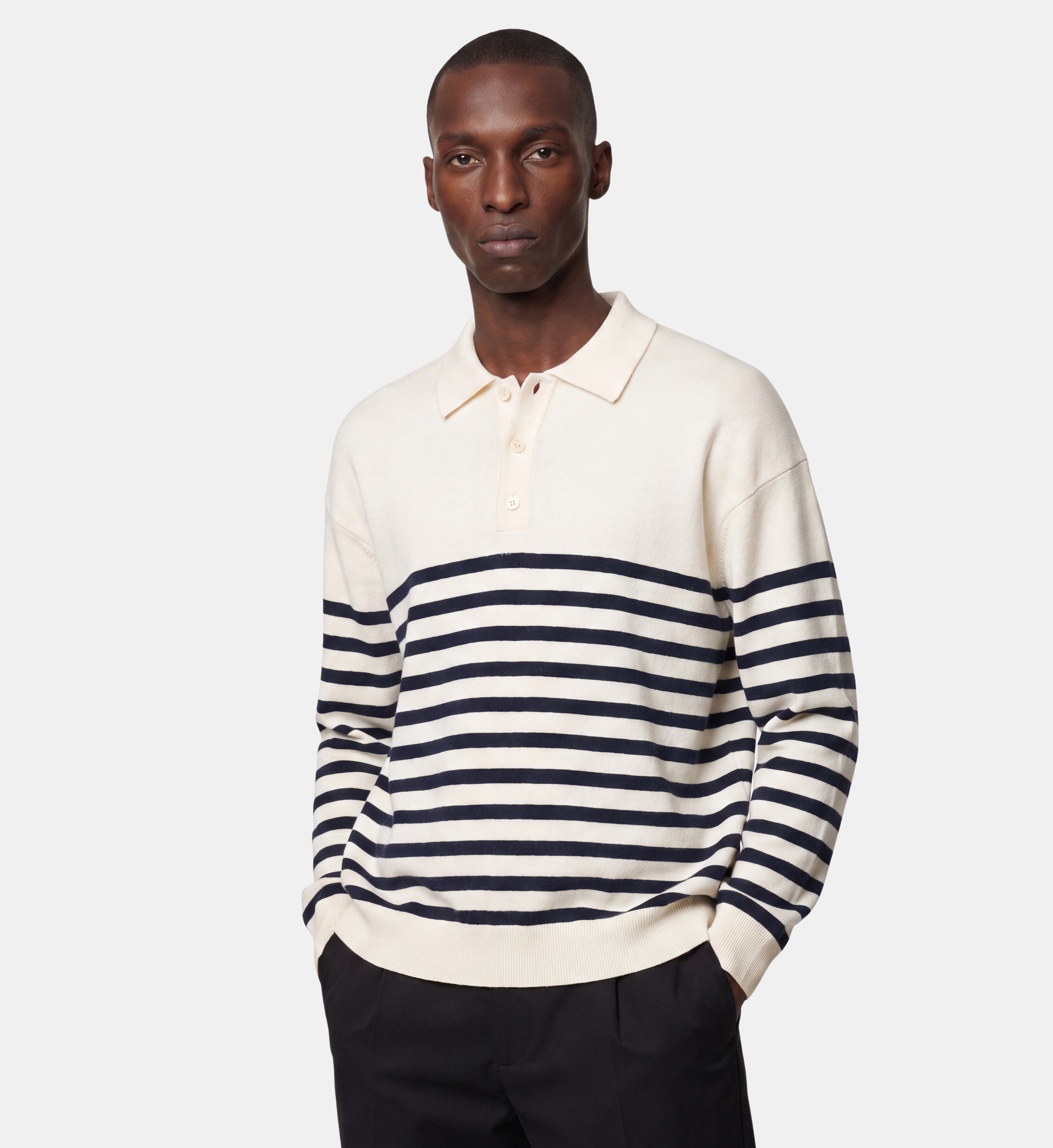 Pull polo tolarin marinière coton mélangé, GALERIES LAFAYETTE