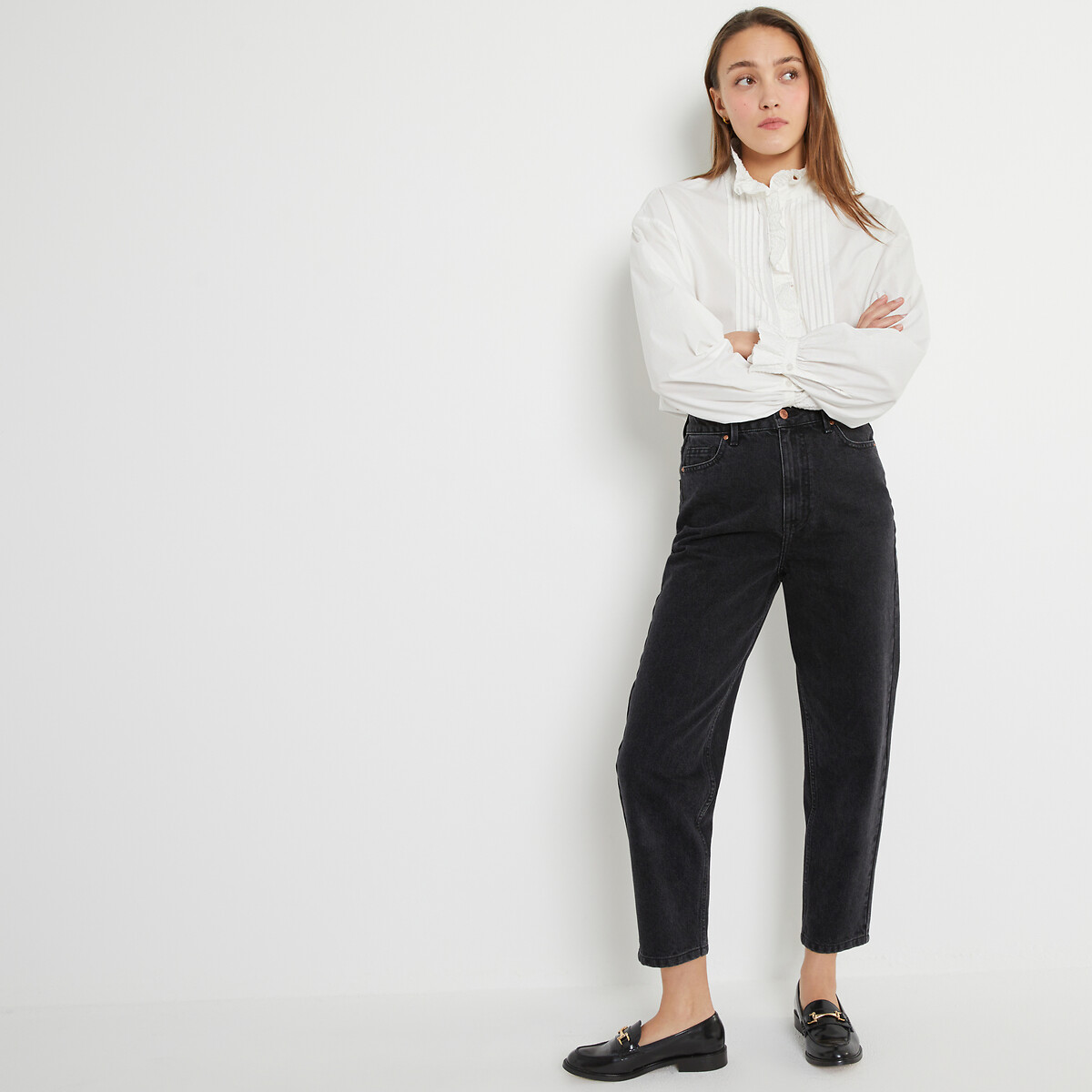 Jeans mom fit em algodão bio, Signature PAULINE, LA REDOUTE COLLECTIONS