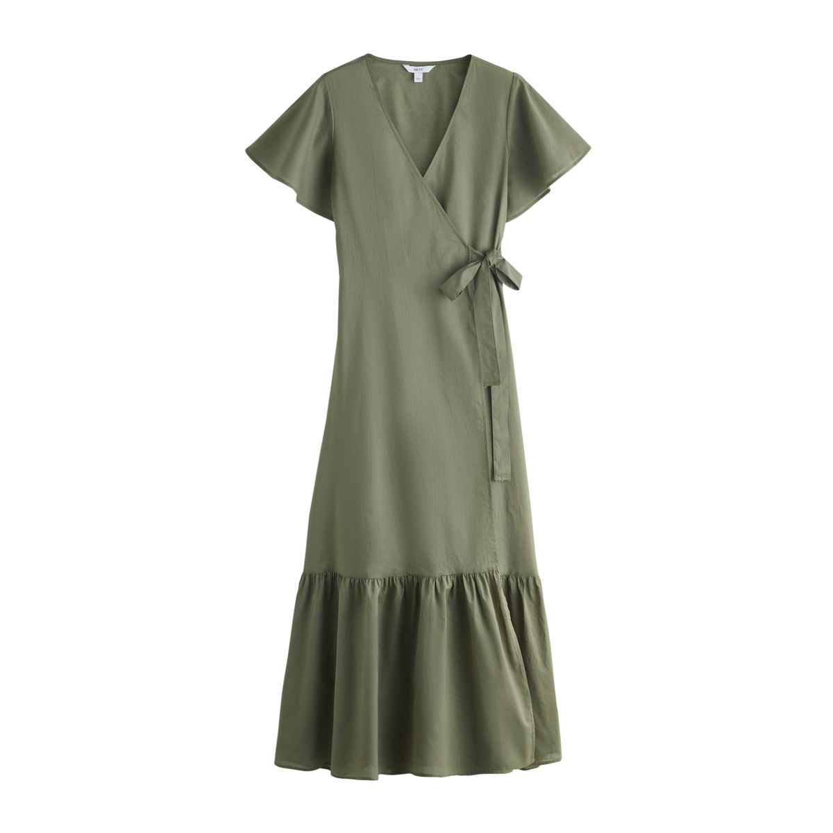 Robe longue portefeuille à manches évasées, NEXT