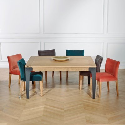 ATHENA - Table à manger carrée extensible en chêne, style industriel, 8/10 couverts ROBIN DES BOIS