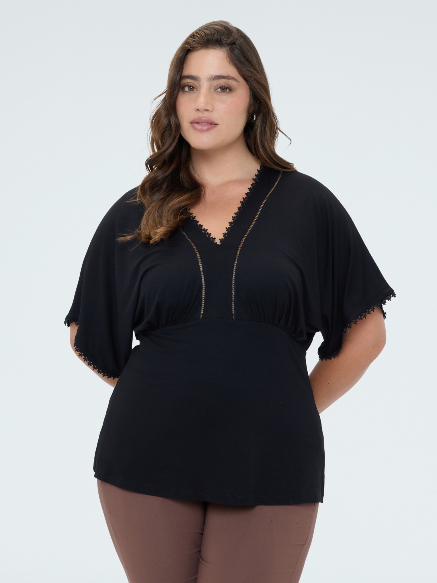 T-shirt avec détails en dentelle, FIORELLA RUBINO