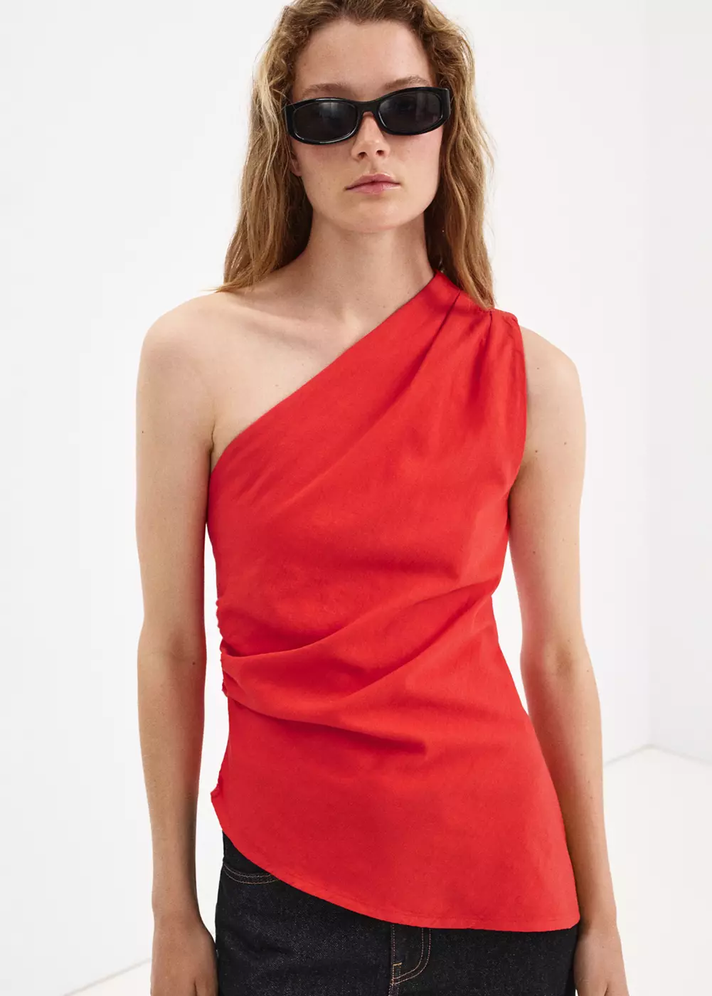 Top asymétrique détail drapé, MANGO