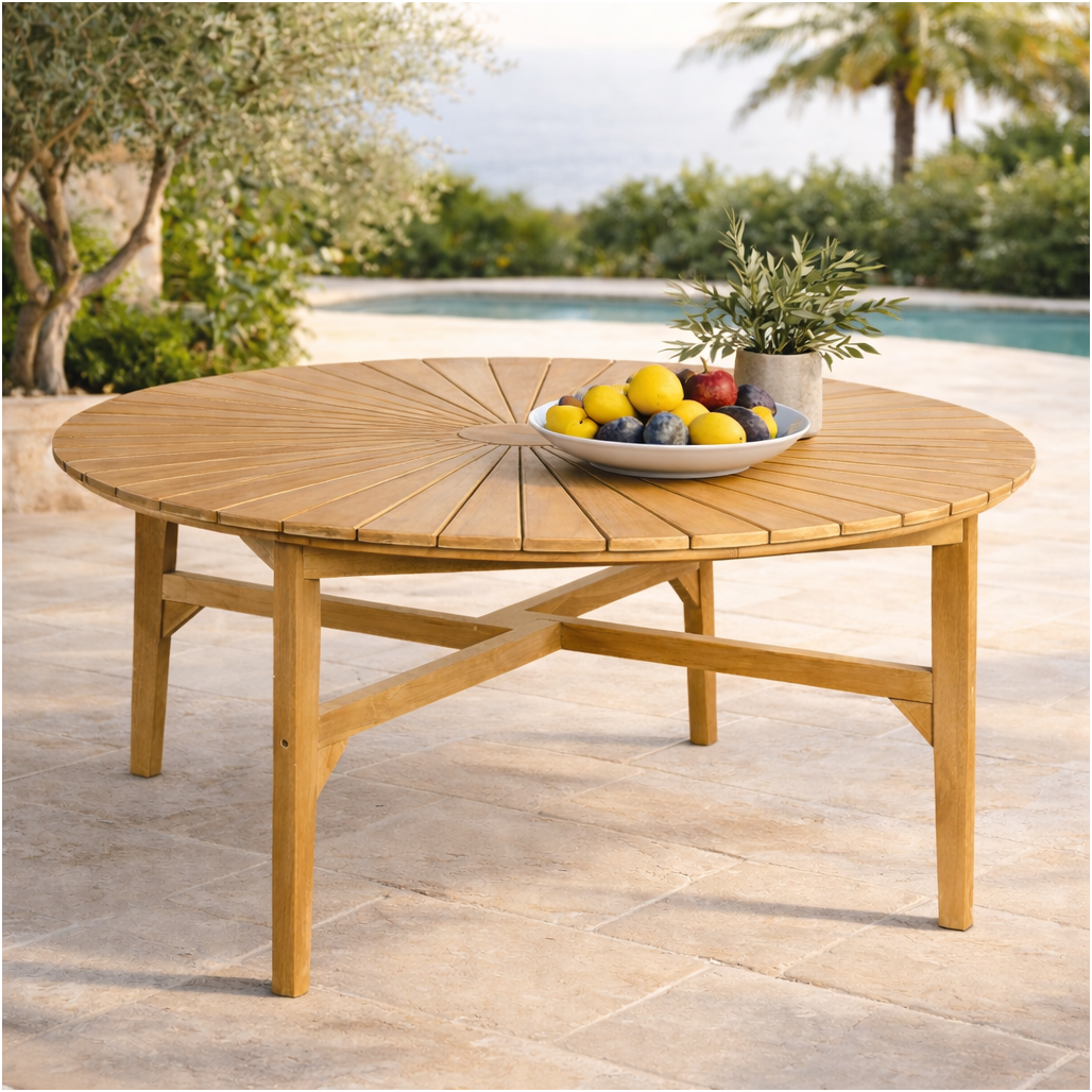 Table jardin ronde en teck Roxan, WANDA COLLECTION