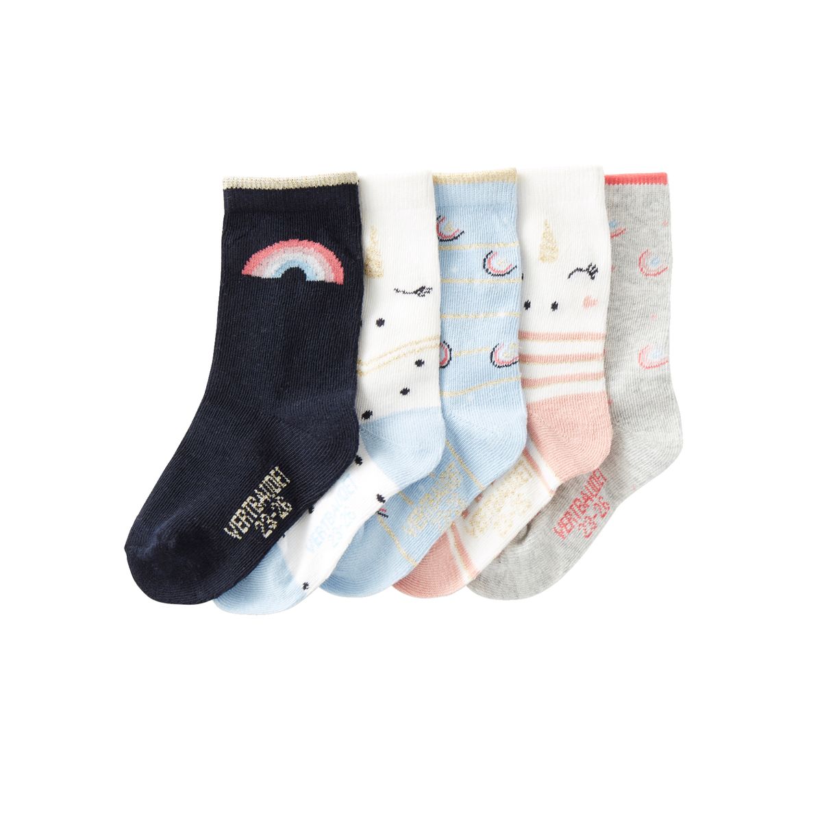 Vertbaudet Lot de 5 paires de mi-chaussettes filles fantaisie