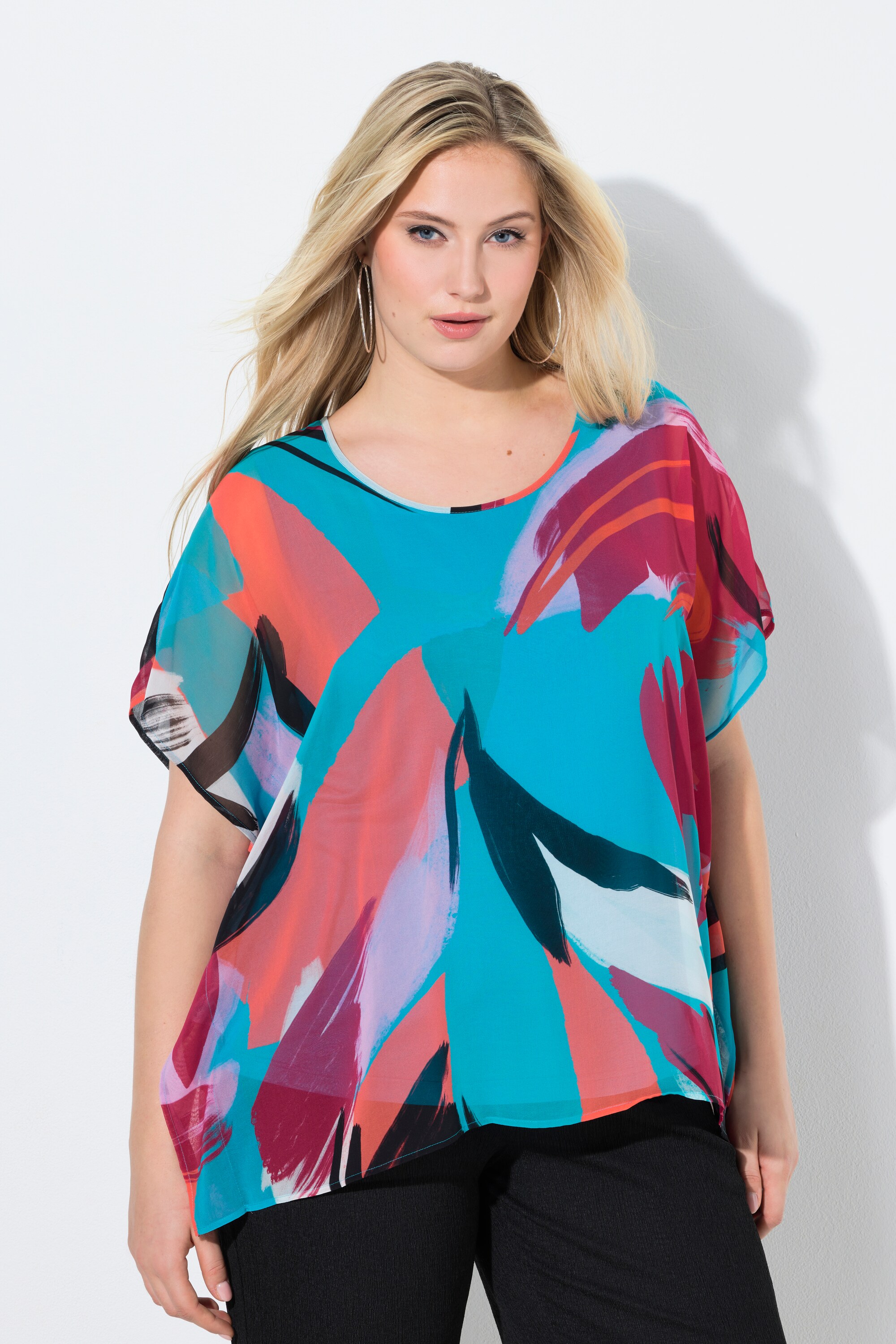 Blouse en mousseline doublée, ULLA POPKEN