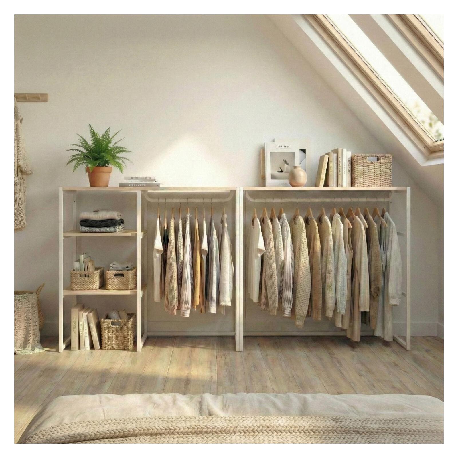 Lot de 2 portants vêtements sous combles modulables 200x85cm KADRA, MOB IN