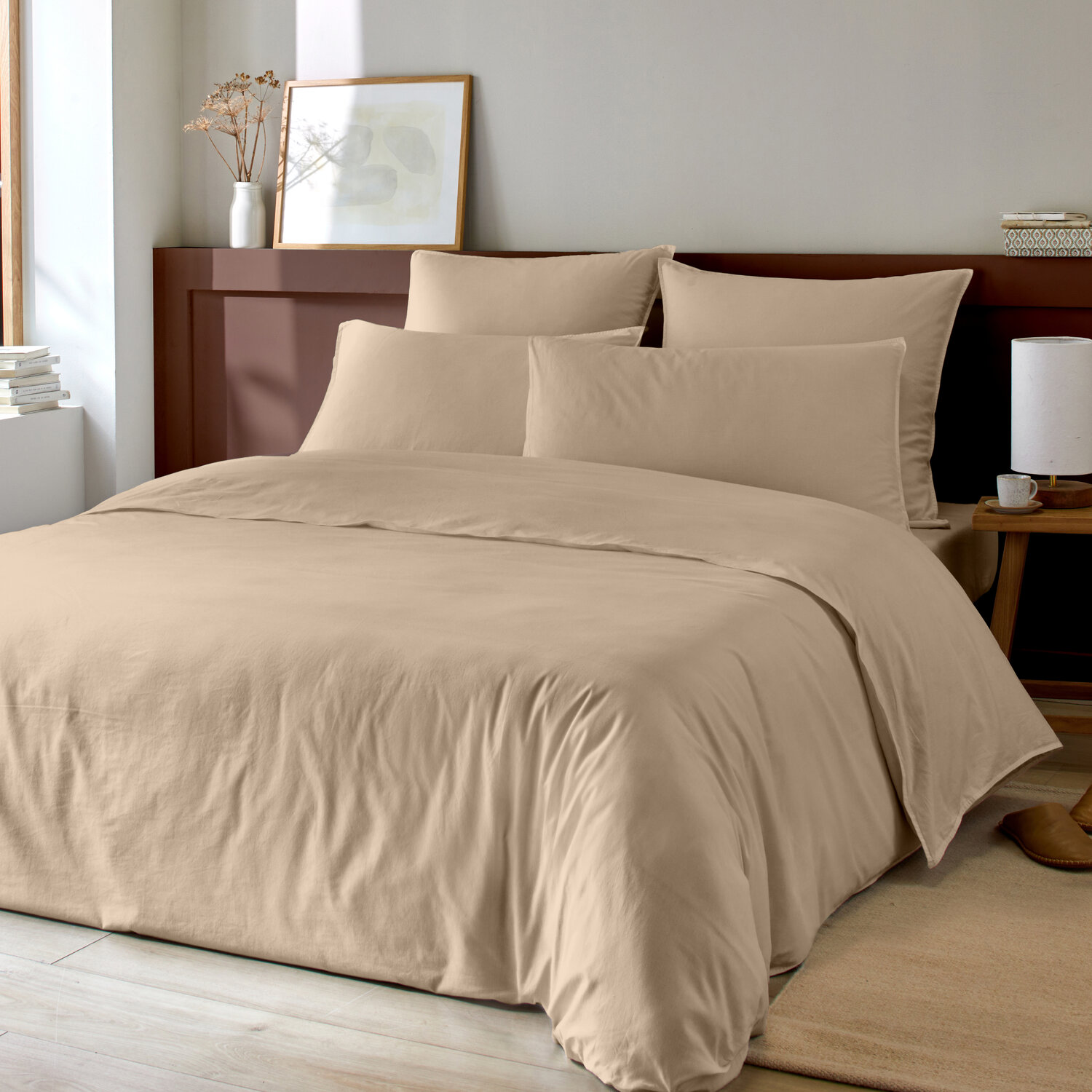 Parure de lit en coton lavé unie, LAV, C DESIGN HOME TEXTILE