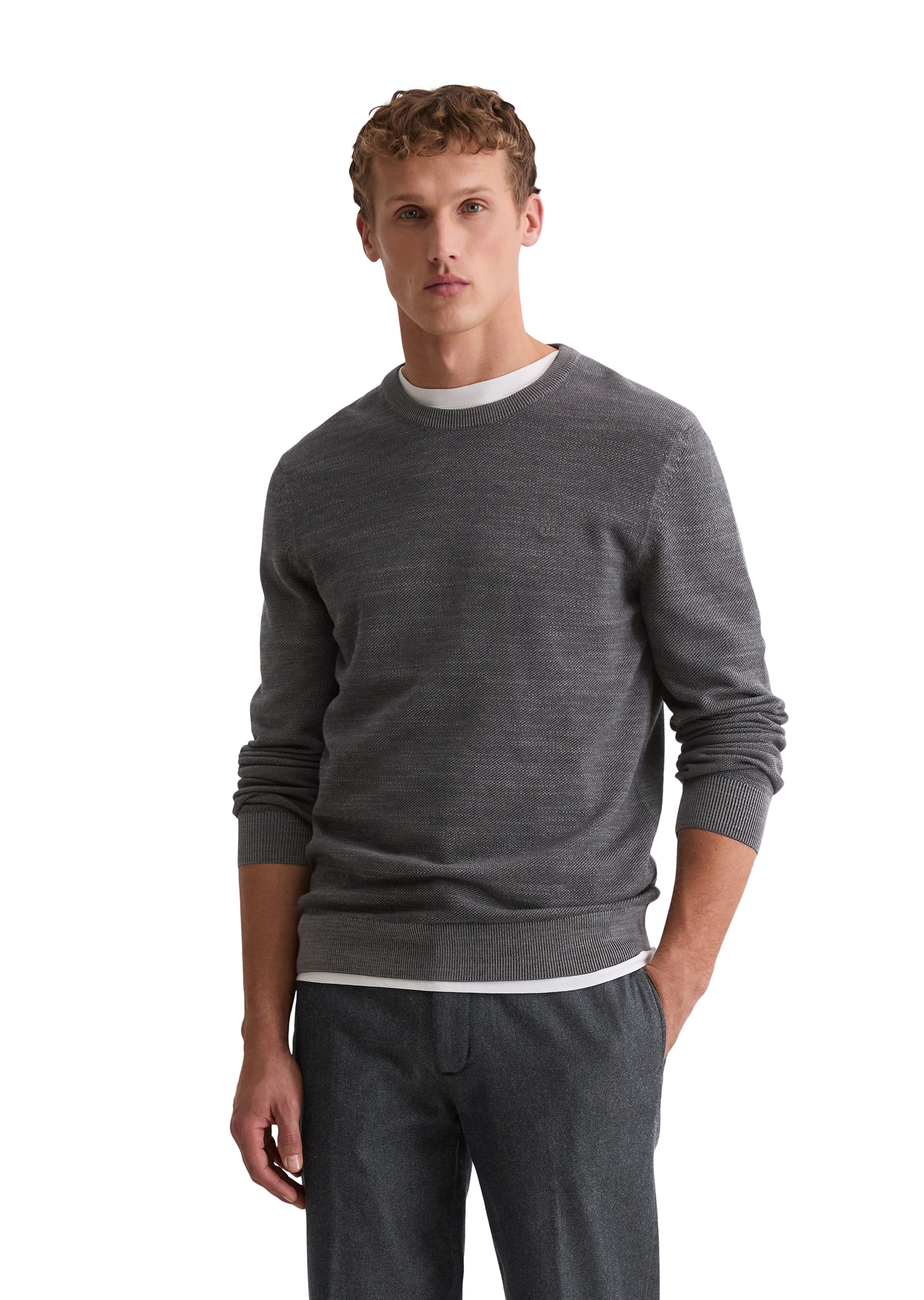 Pull-over regular avec une structure finement piquée, MARC O'POLO