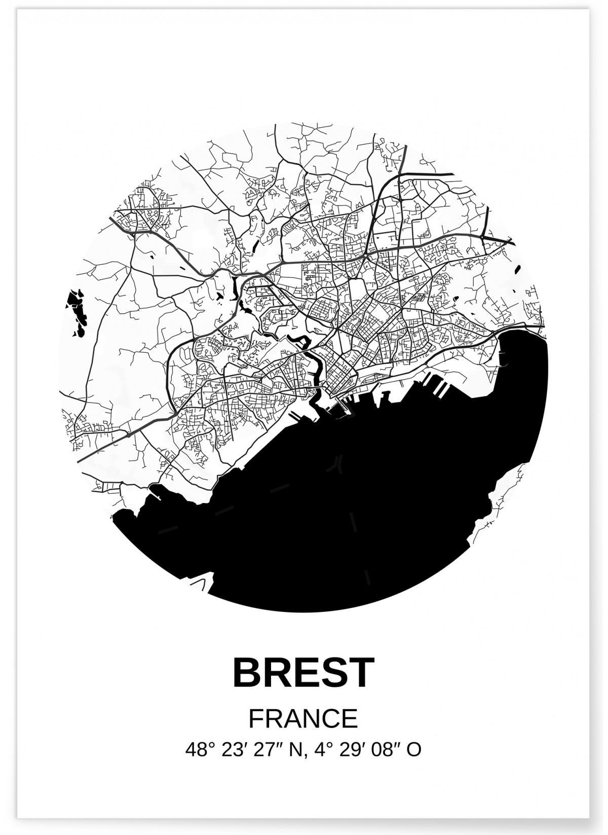 Affiche Carte Brest, L'AFFICHERIE