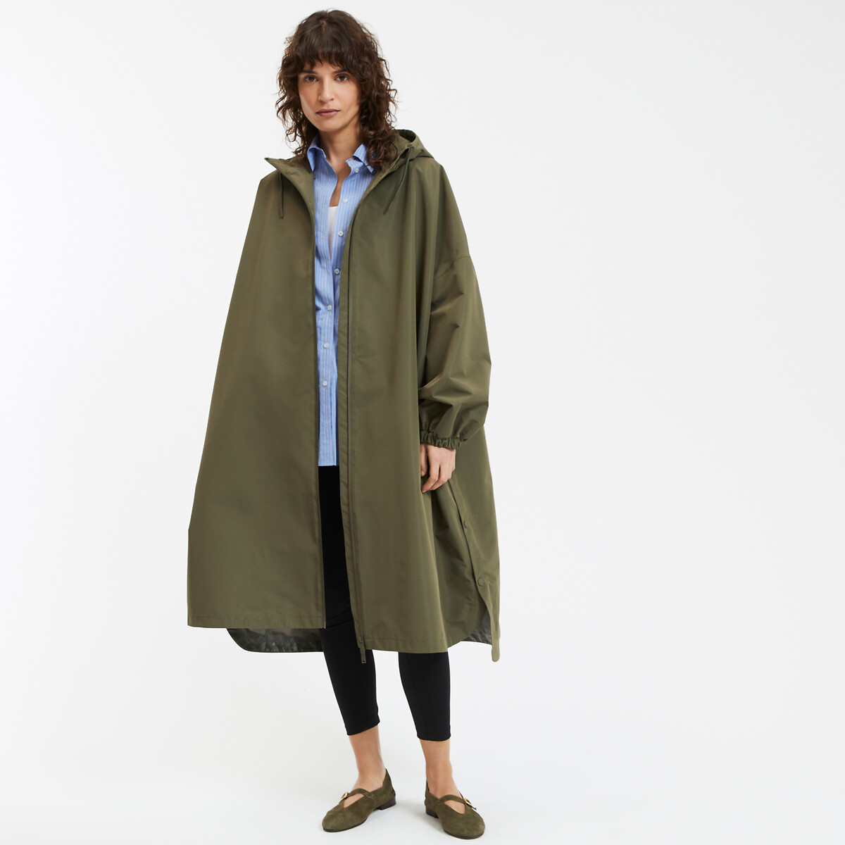 Coupe-vent oversize maxi long à capuche
