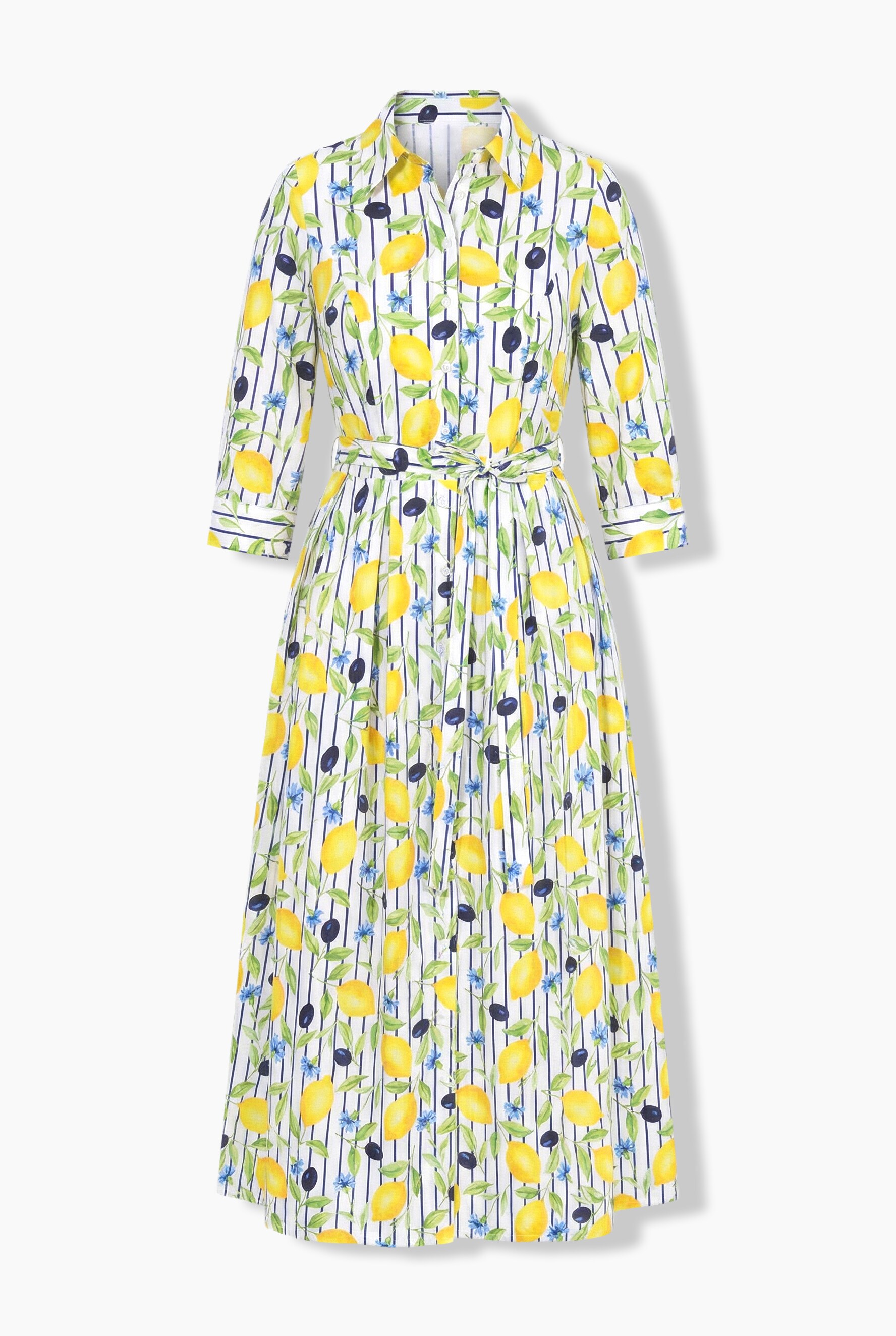Robe-chemisier longueur maxi, motif citrons, ULLA POPKEN