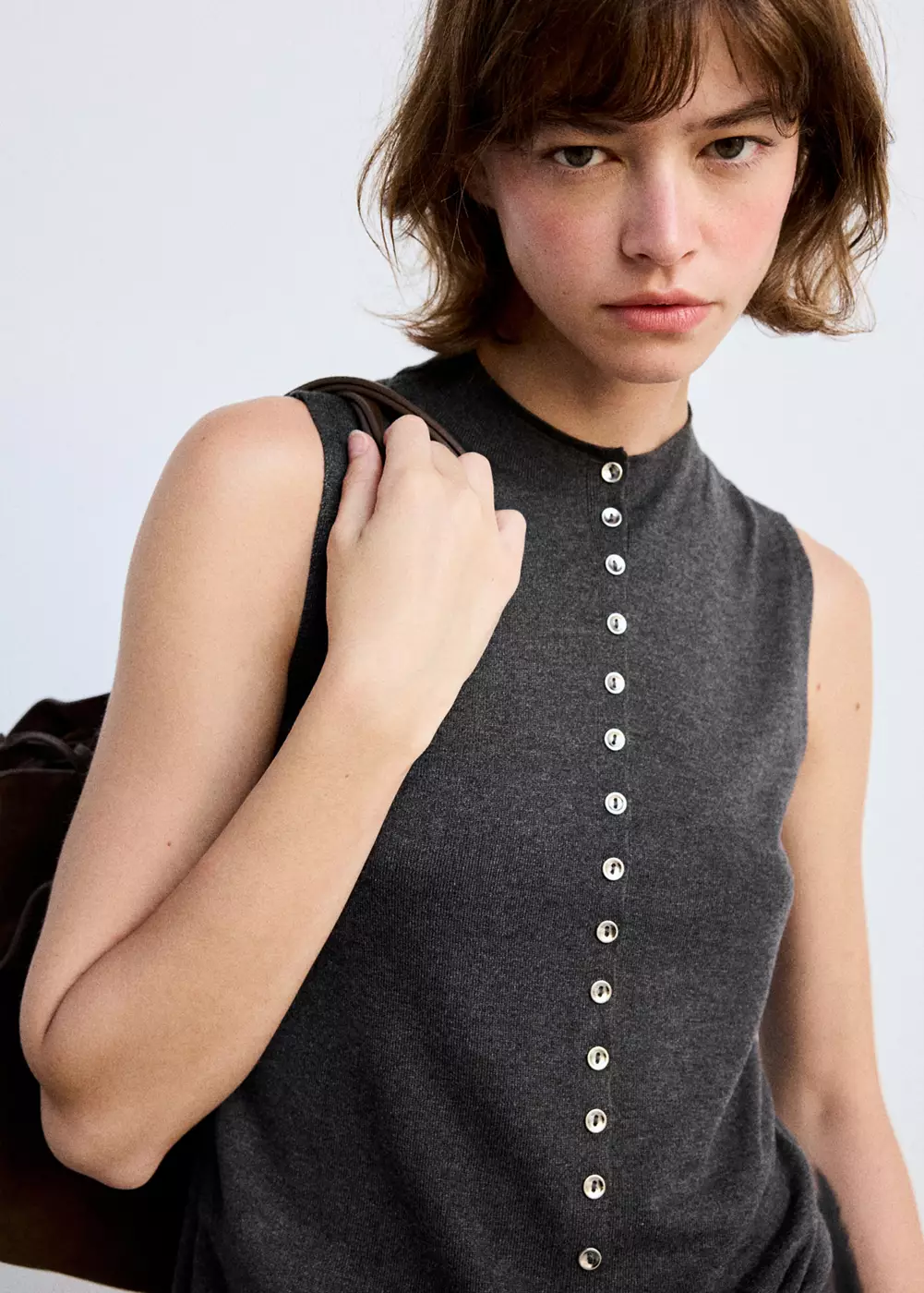 Gilet maille fine boutons, MANGO