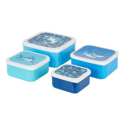 Set of 4 Blue Shark Lunch Boxes SO'HOME