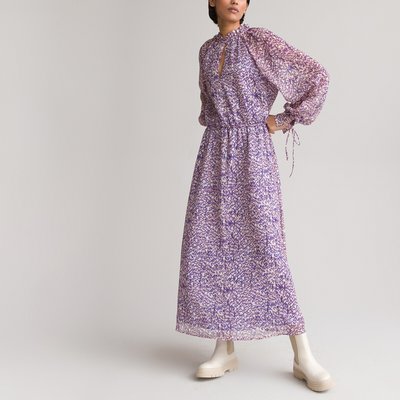 Printed Midaxi Dress with Puff Sleeves and Ruffled High Neck LA REDOUTE COLLECTIONS