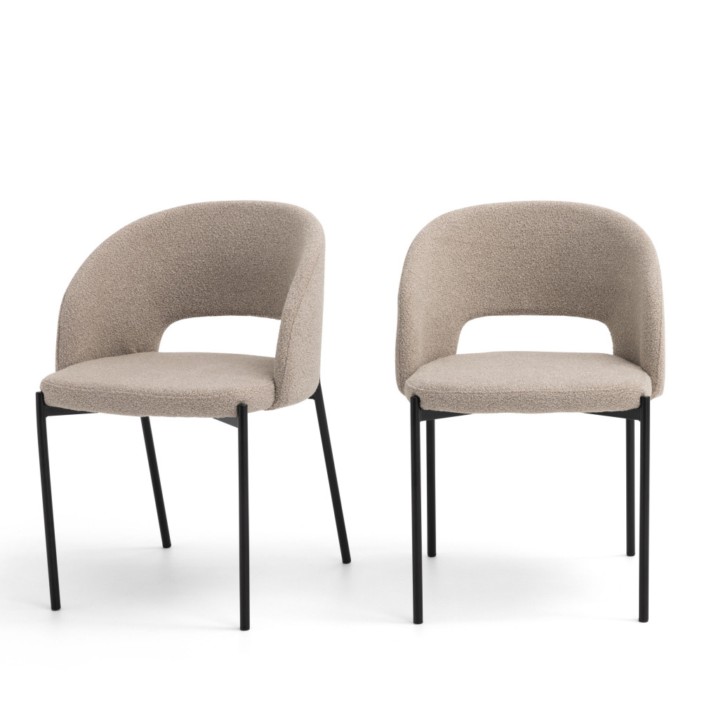Lot de 2 chaises en tissu bouclette et métal- SOREN, DRAWER