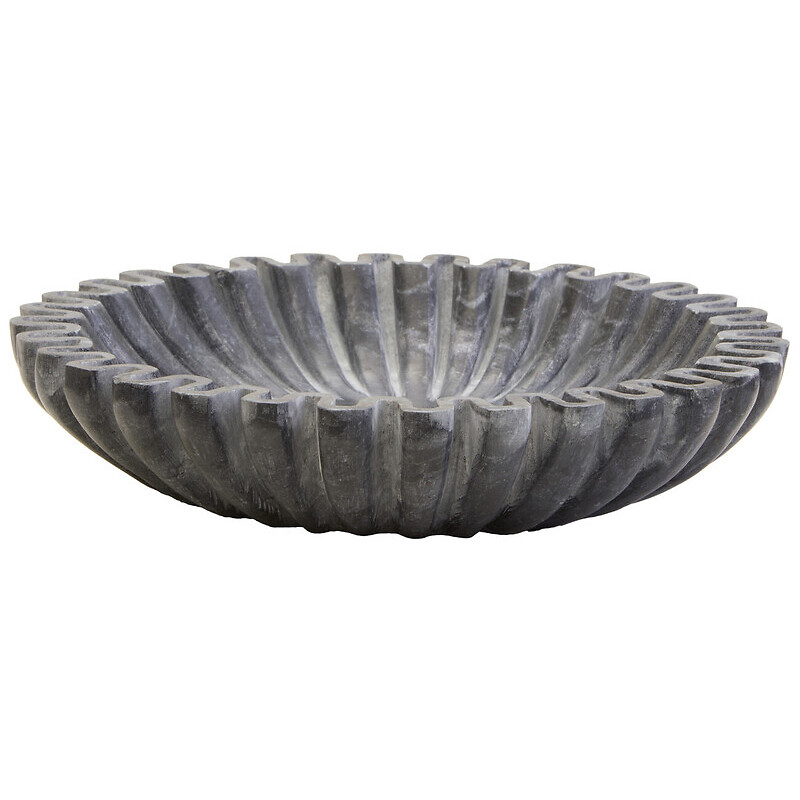 Small Decorative Fluted Marble Bowl in Grey, FIFTY FIVE SOUTH