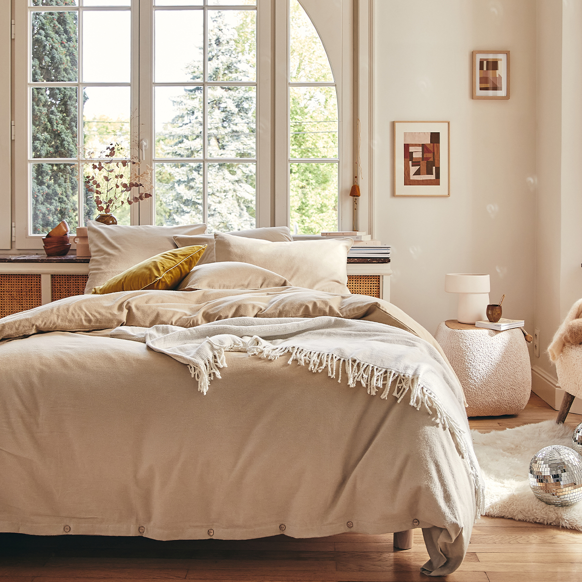 Housse de couette unie en flanelle de coton, FRISSON, ESSIX