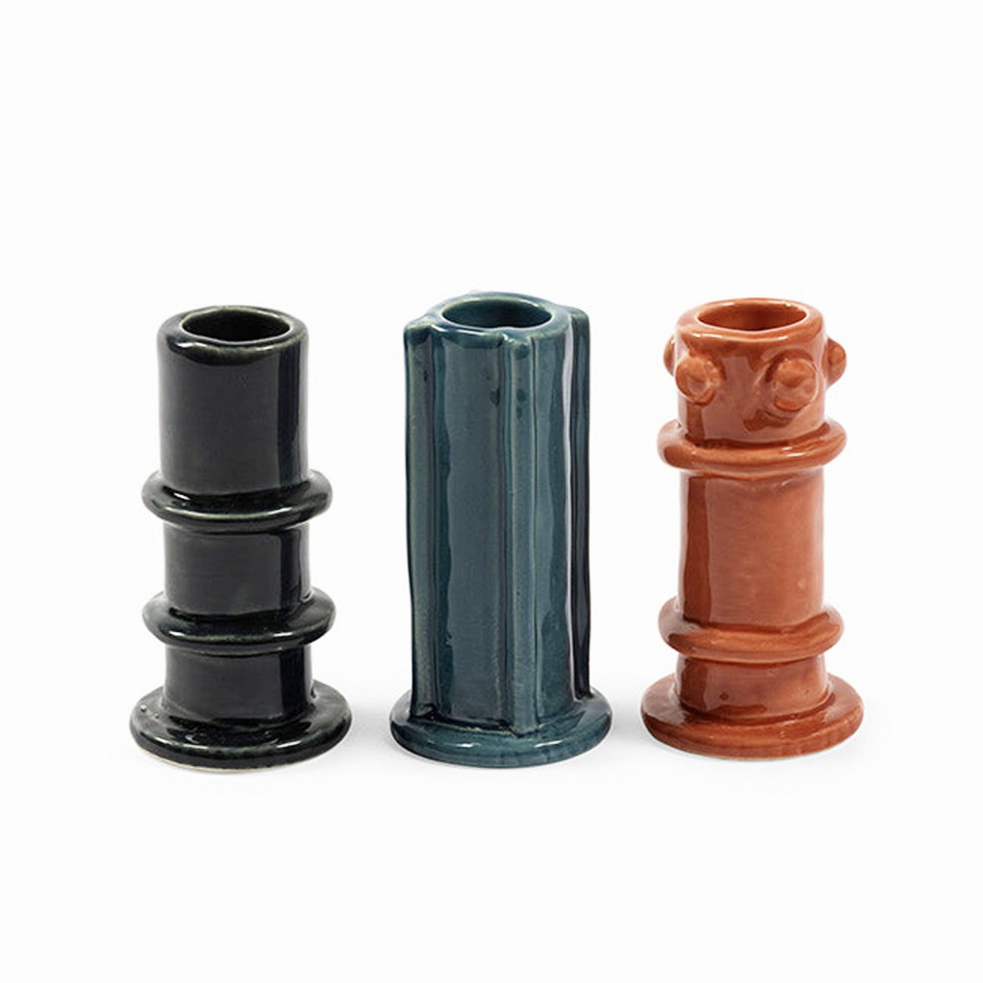 Lot de 3 bougeoirs en grès emaillé Molly 03, SERAX
