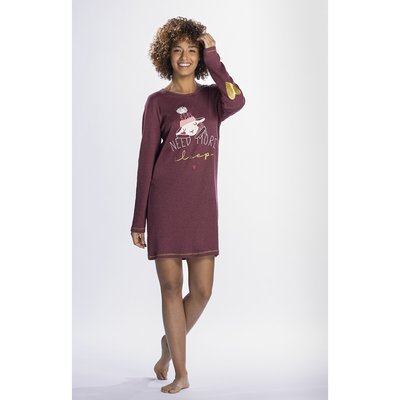 Slowly Printed Cotton Nightshirt with Long Sleeves MELISSA BROWN