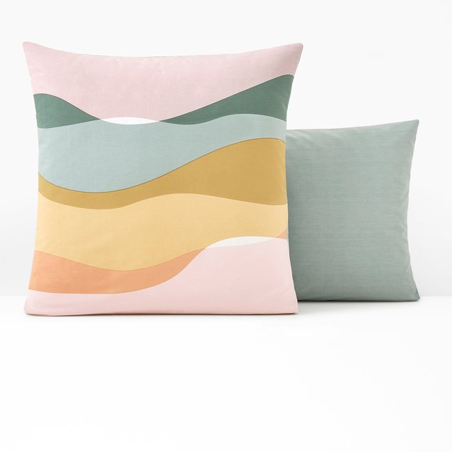 Alma Retro Graphic 100% Cotton Pillowcase, multi-coloured, LA REDOUTE INTERIEURS